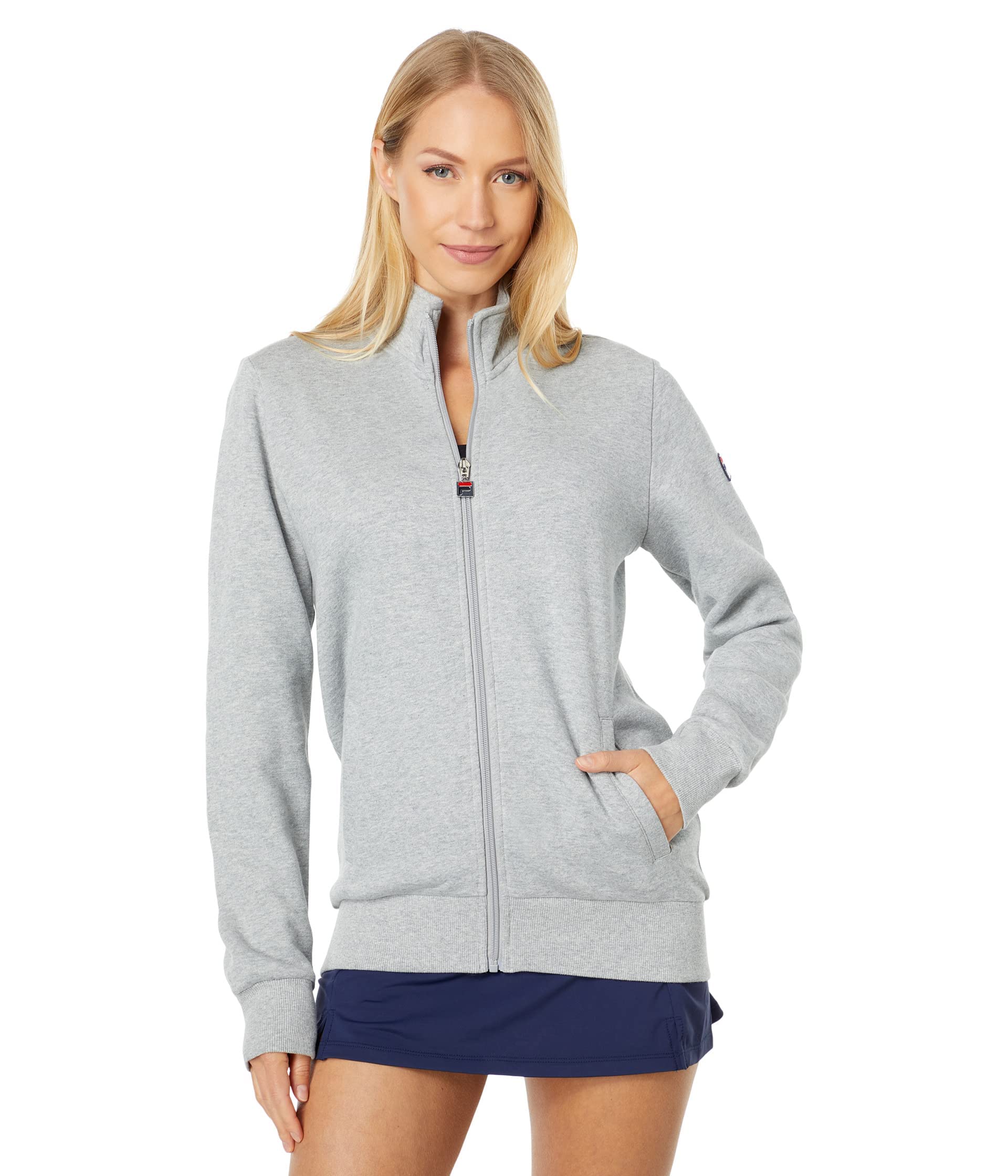 Fila Match Fleece Full Zip Jacket for Men & Women - Lightweight Warm Grey Hoodie for Running, Hiking & Outdoor Activities