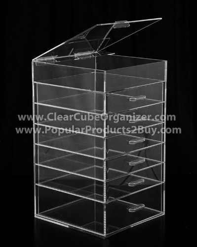 6-Drawer Acrylic Makeup Organizer with Lid - Clear Cosmetic Storage for Vanity, Bathroom & Travel | Perfect for Brushes, Lipsticks & Skincare