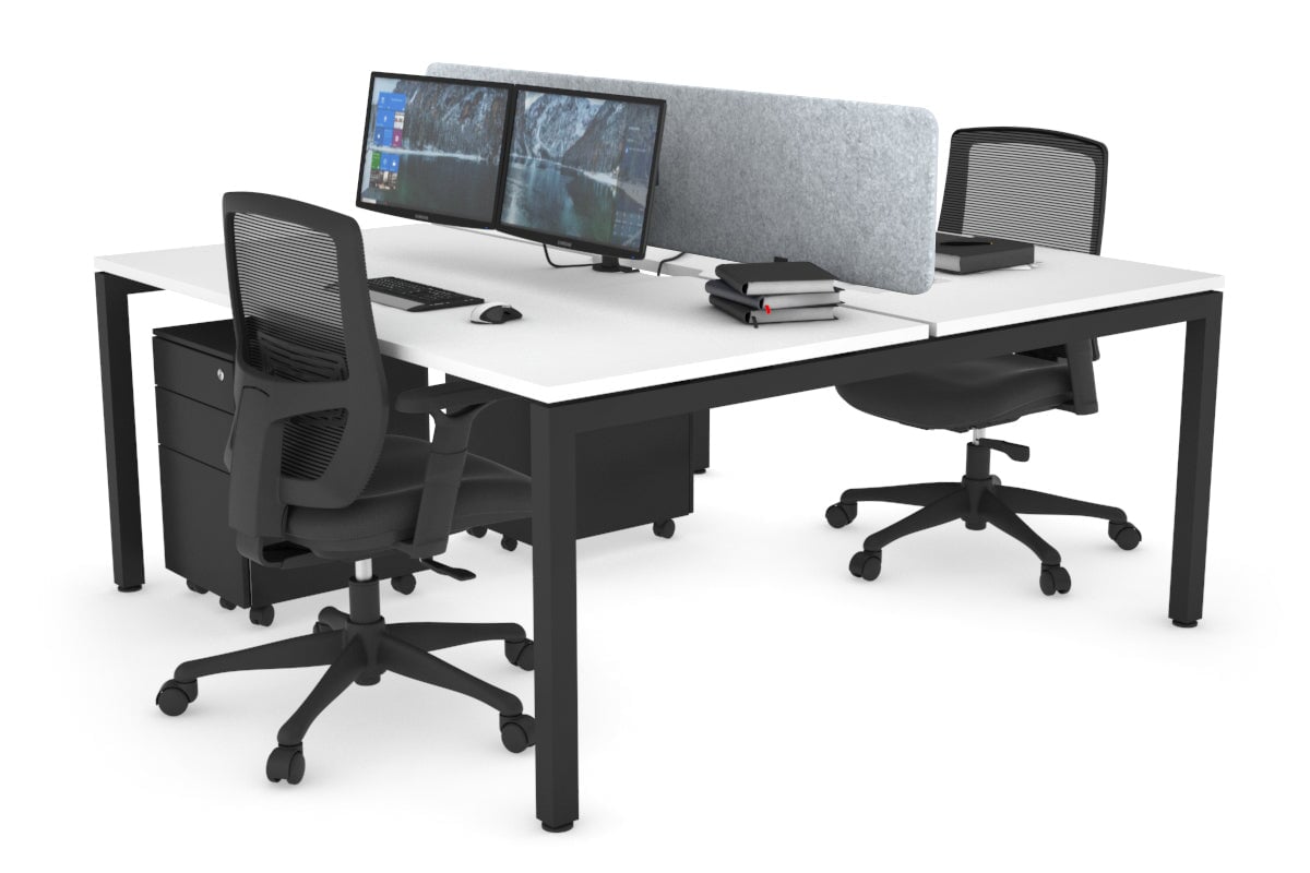 Quadro Square Legs 2 Person Office Workstation Desk - 1200L x 800W with Cable Management Scallop - Perfect for Shared Workspaces & Home Offices