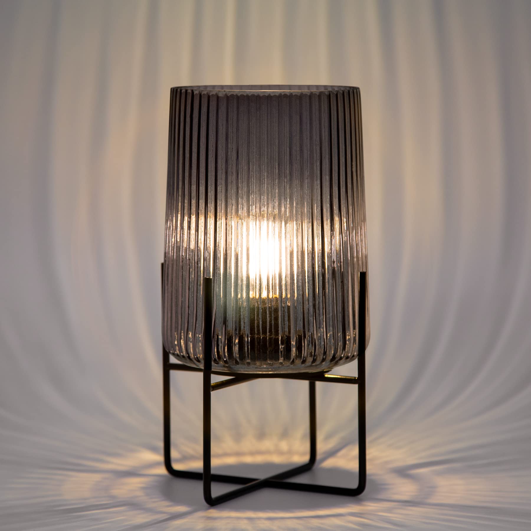 Battery Operated LED Table Lamp with Timer - Cordless Decorative Nightlight for Home, Living Room, Bedroom, Entryway - Perfect Gift & Centerpiece (L-Gray) | Ideal for Night Reading, Ambient Lighting & Home Decor