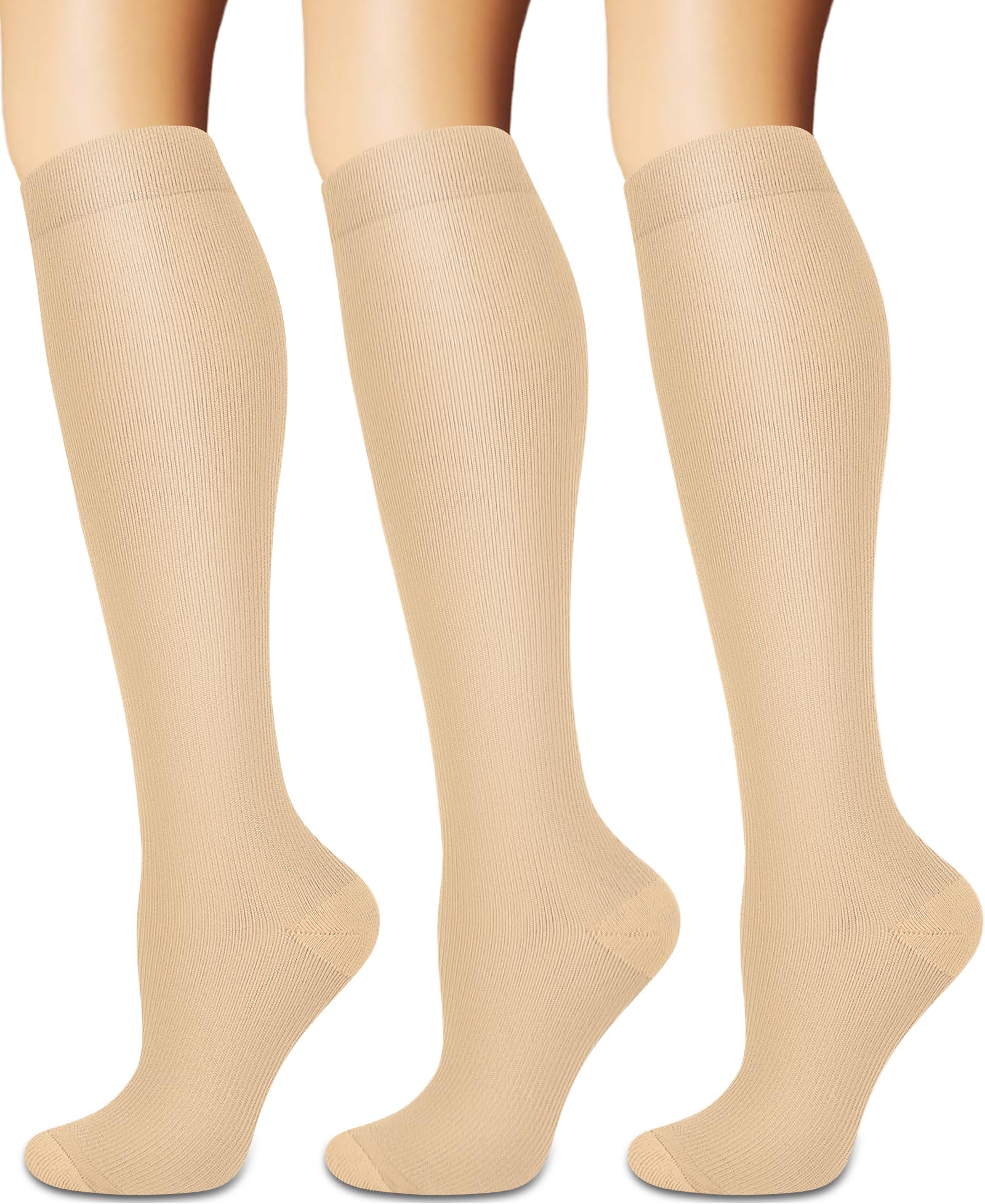 Best Compression Socks for Women & Men - 3 Pairs Medical Grade Support Socks for Improved Circulation, Swelling Relief - Ideal for Nurses, Runners, Travelers & Long Standing Workers