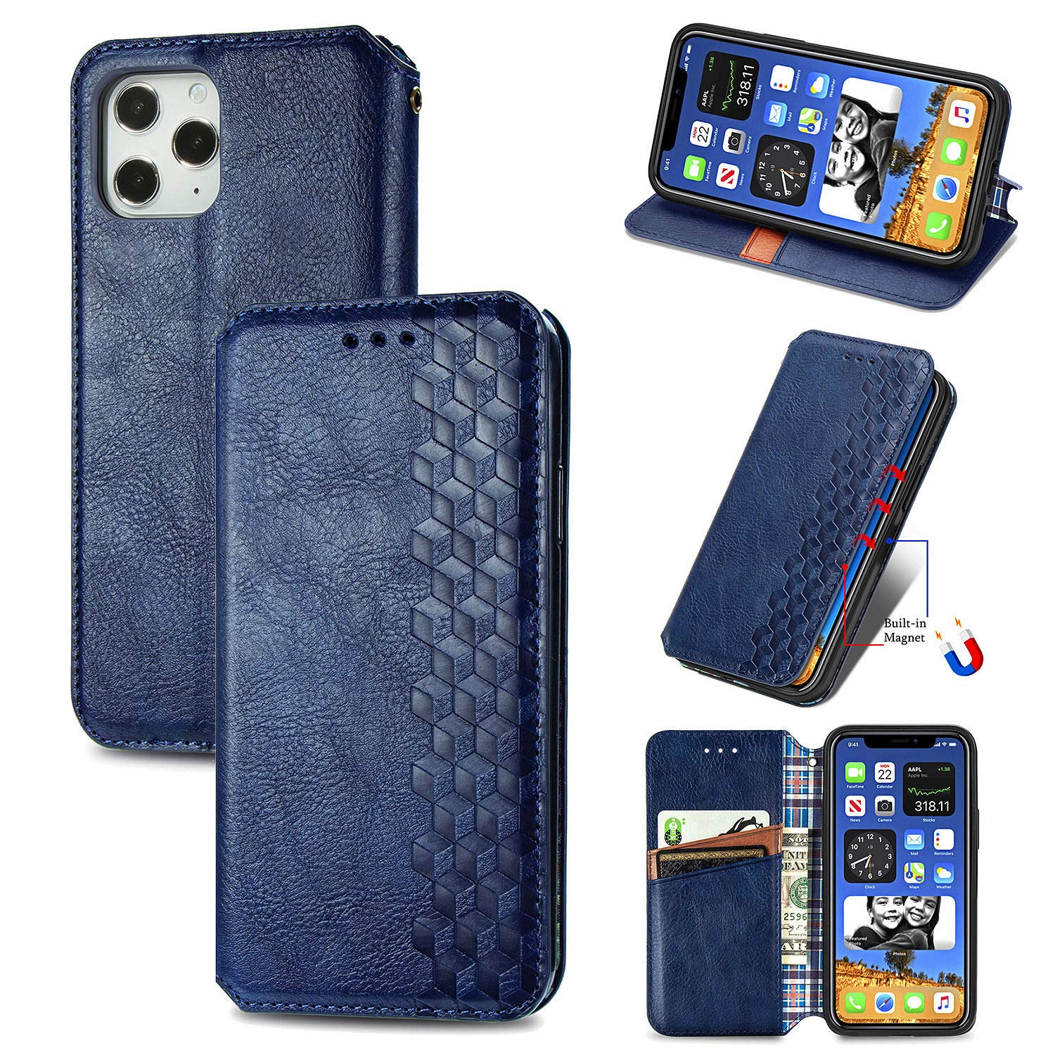 Shockproof Magnetic Leather Wallet Case for iPhone 13 Pro Max (6.7 Inch) - Business Flip Cover with Credit Card Holder & Kickstand | Perfect for Work, Travel and Daily Use (2021 5G Model)