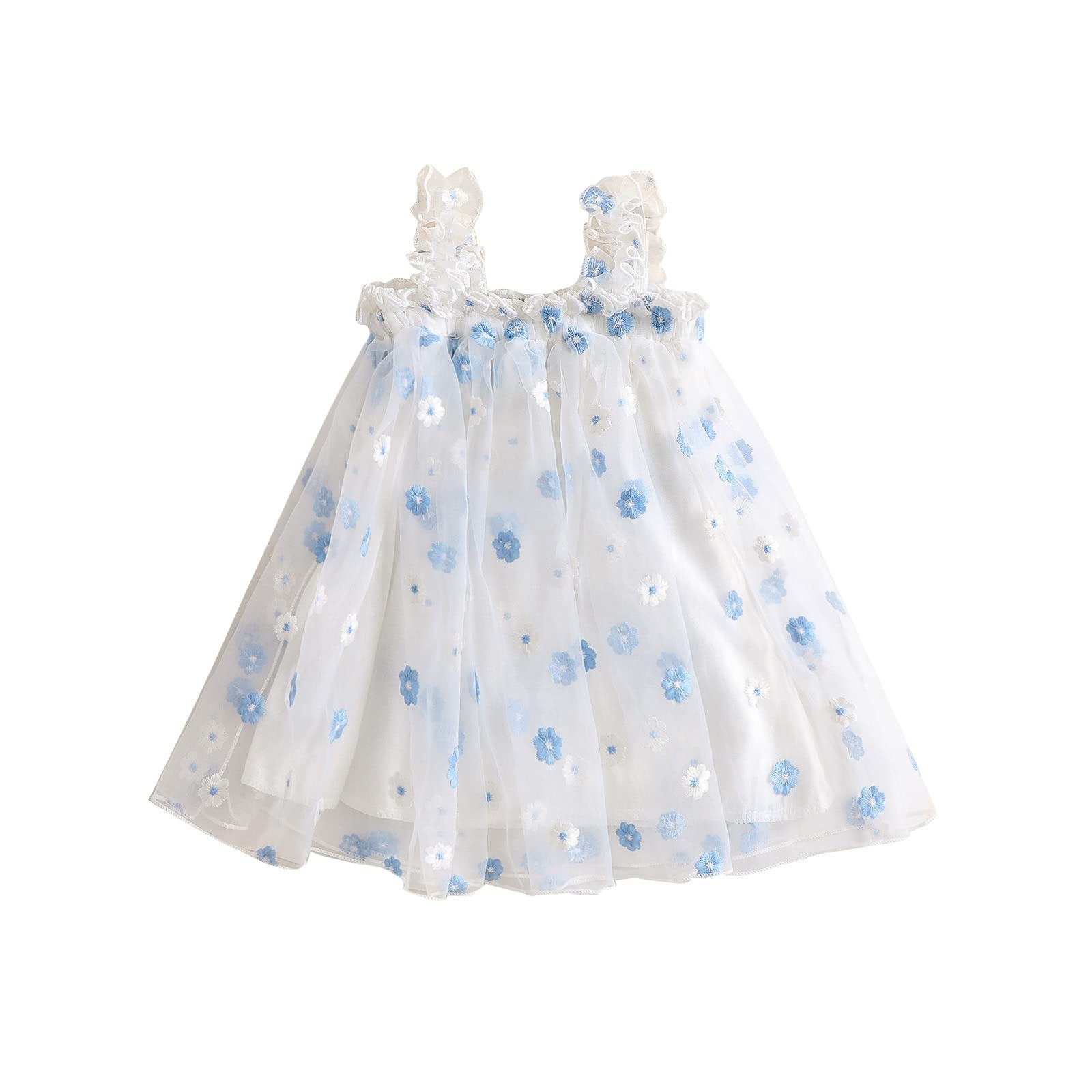 **Princess Tutu Dress for Toddler Girls - Sleeveless Floral Layered Tulle Dress with Strap, Summer Mesh Fluffy Baby Dress for Birthday Party & Photo Shoot**