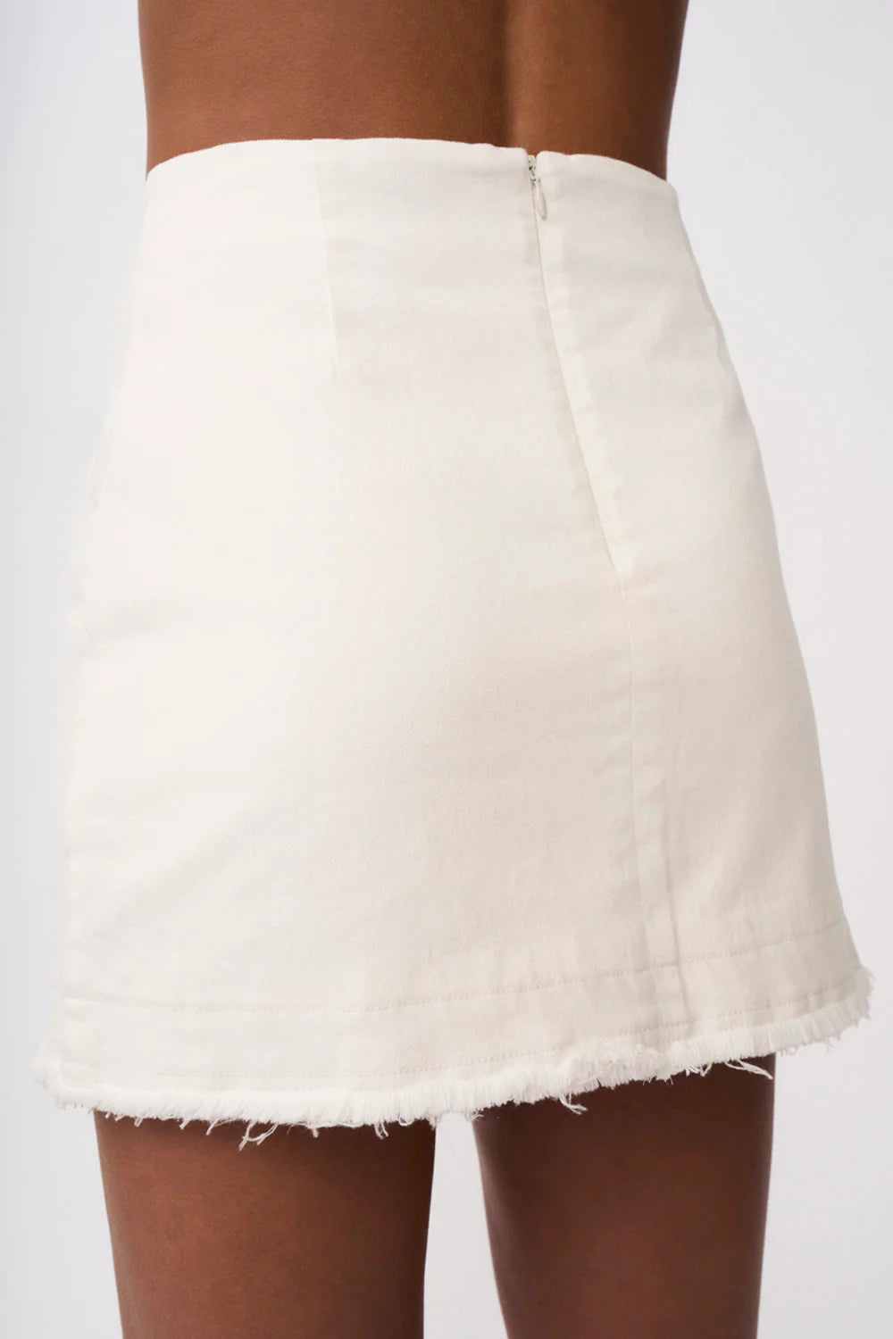 Ember Denim Mini Skirt in Ivory - High Waisted Stretch Denim Skirt for Women | Perfect for Casual Outfits, Date Nights & Summer Fashion