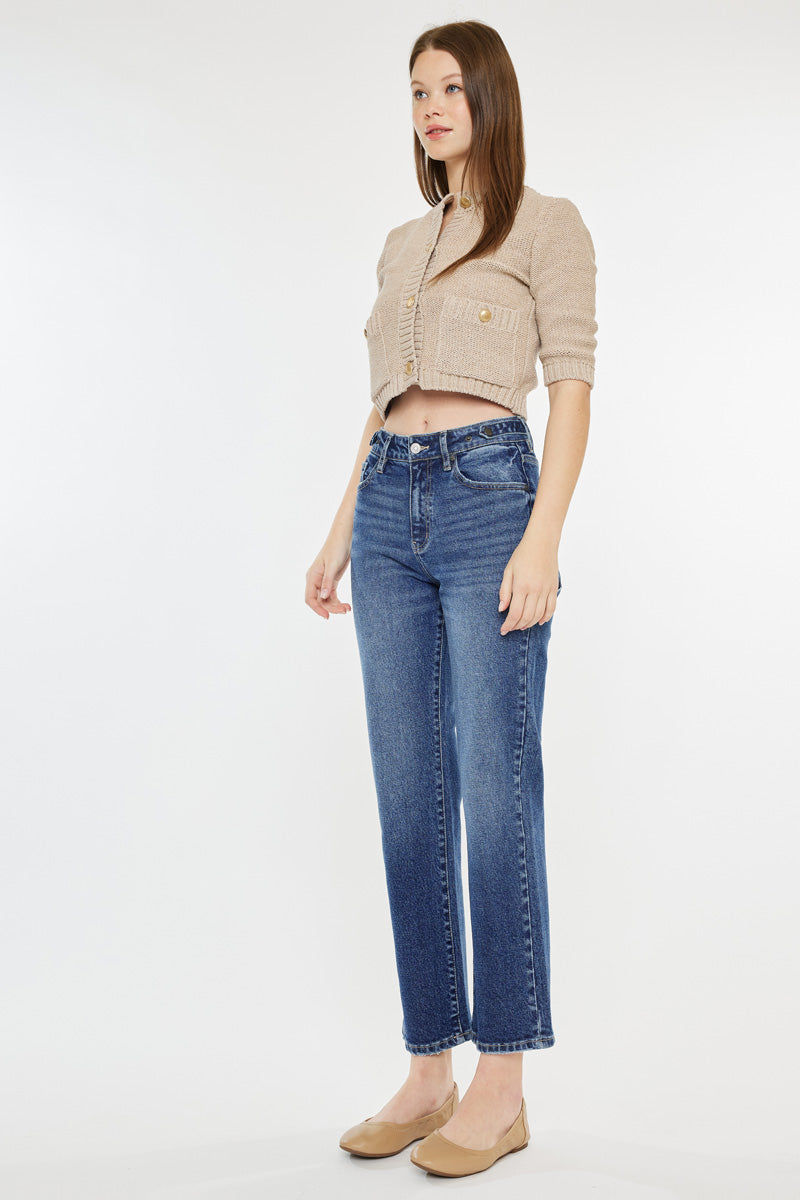 Ashley High Rise True Straight Jeans for Women - Classic Stretch Denim Pants, Comfortable & Flattering Fit - Perfect for Casual Wear, Office, and Everyday Outfits
