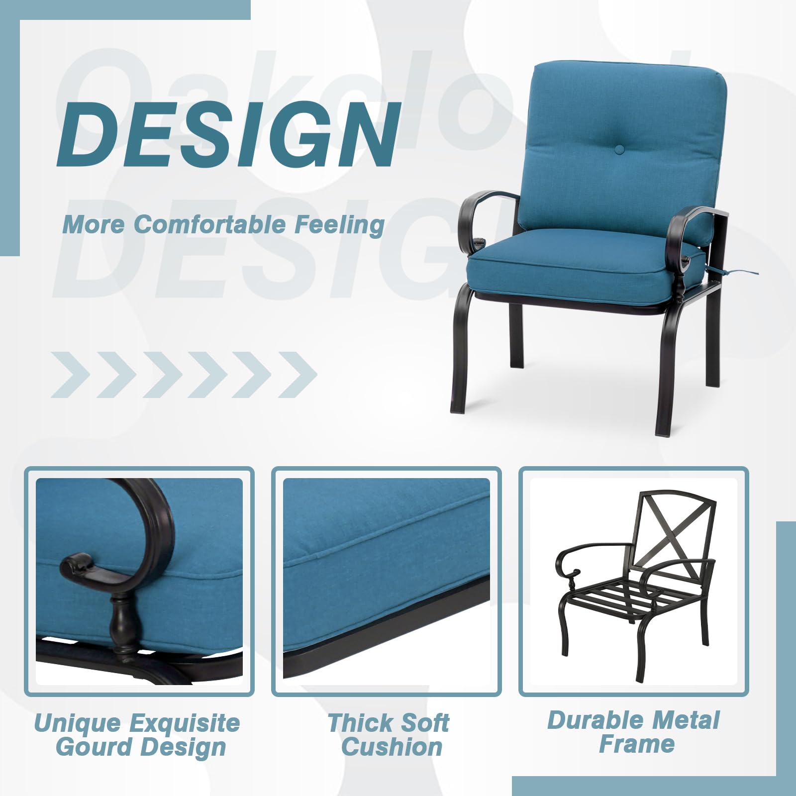 2-Piece Outdoor Patio Bistro Chair Set - All-Weather Metal Garden Dining Furniture in Peacock Blue - Perfect for Backyard, Balcony, and Poolside Relaxation