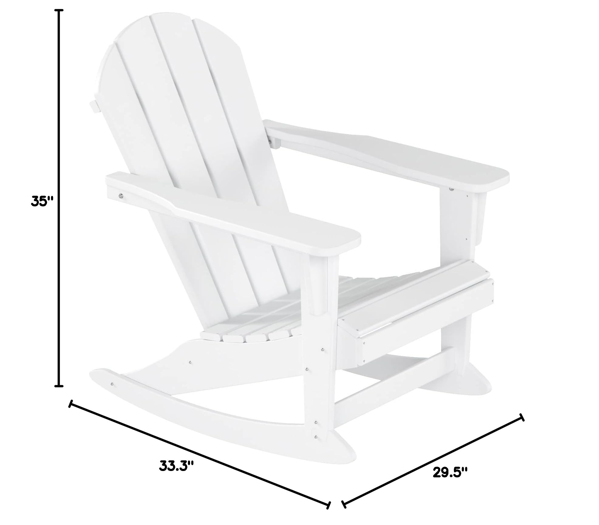 WO Home Furniture Classic Outdoor HDPE Patio Rocking Chair - UV & Weather Resistant, White - Perfect for Backyard, Garden, Porch & Poolside Relaxation