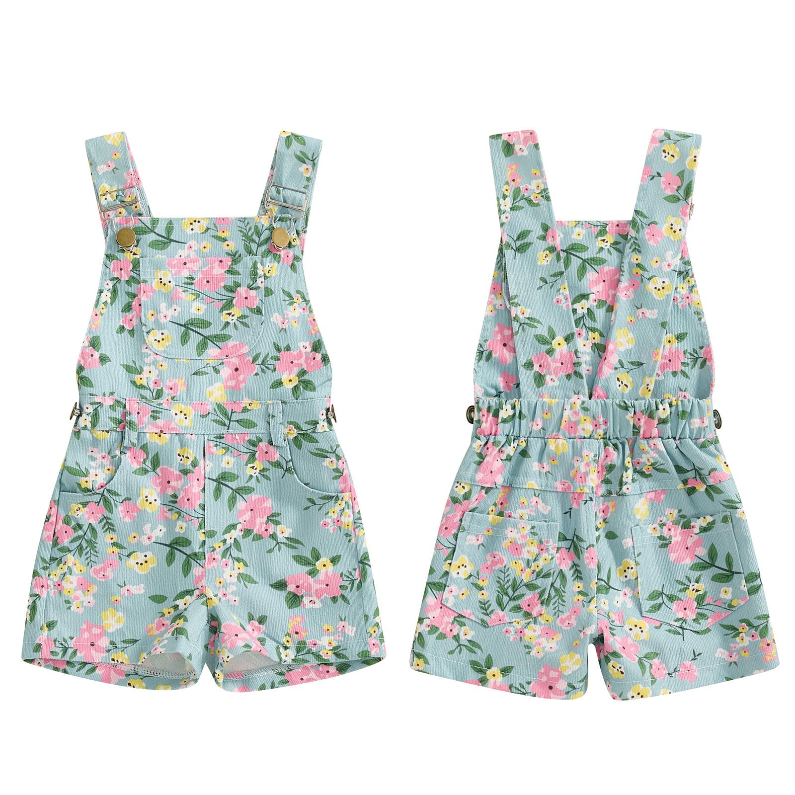 Adorable Toddler Baby Girls' Floral Jumpsuit - Sleeveless Suspenders Romper Overall Shorts for Summer | Perfect for Playdates, Beach Outings & Family Photos