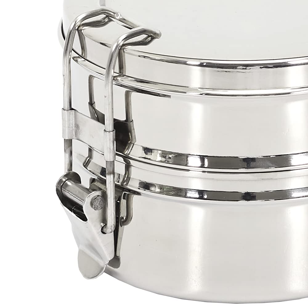 Stainless Steel Round Lunch Box 1400ml - Le Studio 41-1K-425 Insulated Food Container for Office, School & Picnics | Silver Color | BPA Free Meal Prep Container