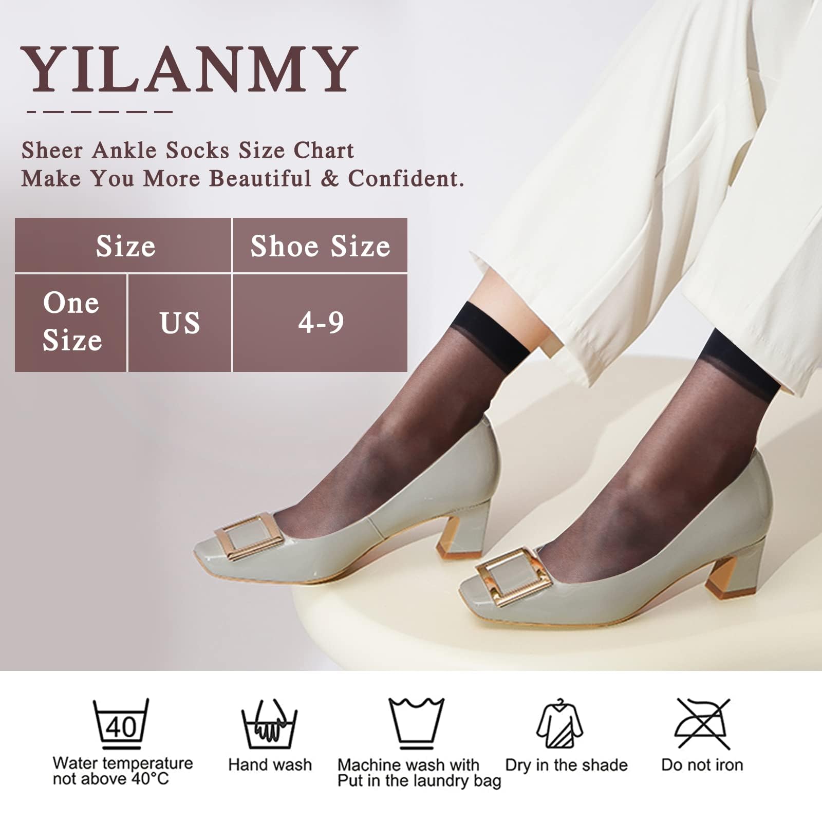 Yilanmy 12 Pairs Women's Sheer Ankle High Socks with Reinforced Toe - Nylon Pantyhose Socks for Everyday Wear, Office & Casual Outfits