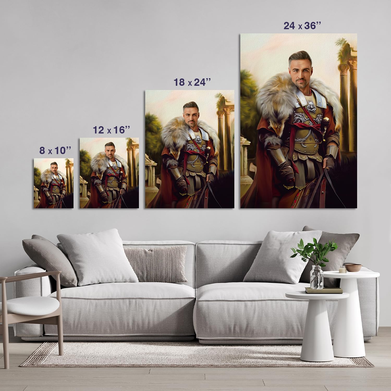 Custom Fantasy Portrait from Photo - Unique Roman Gladiator Wall Art Gift for Men (18