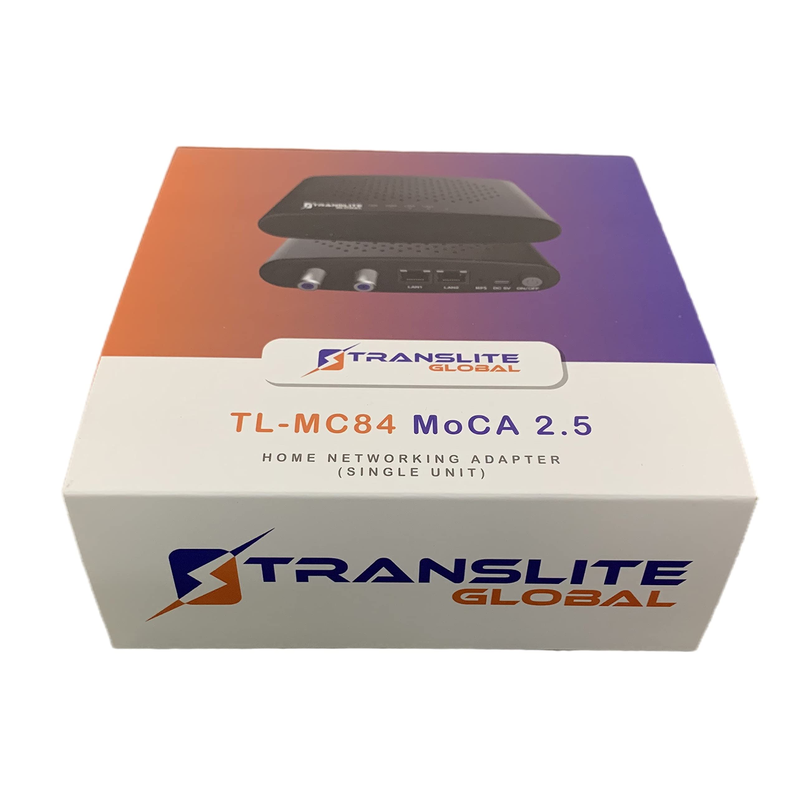 MoCA 2.5 Adapter with 2 Gigabit Ethernet Ports - High Speed Ethernet Over Coaxial Network Extender (2 Pack) for Home & Office | Translite Global TL-MC84 | Perfect for Streaming, Gaming & Smart Home Devices