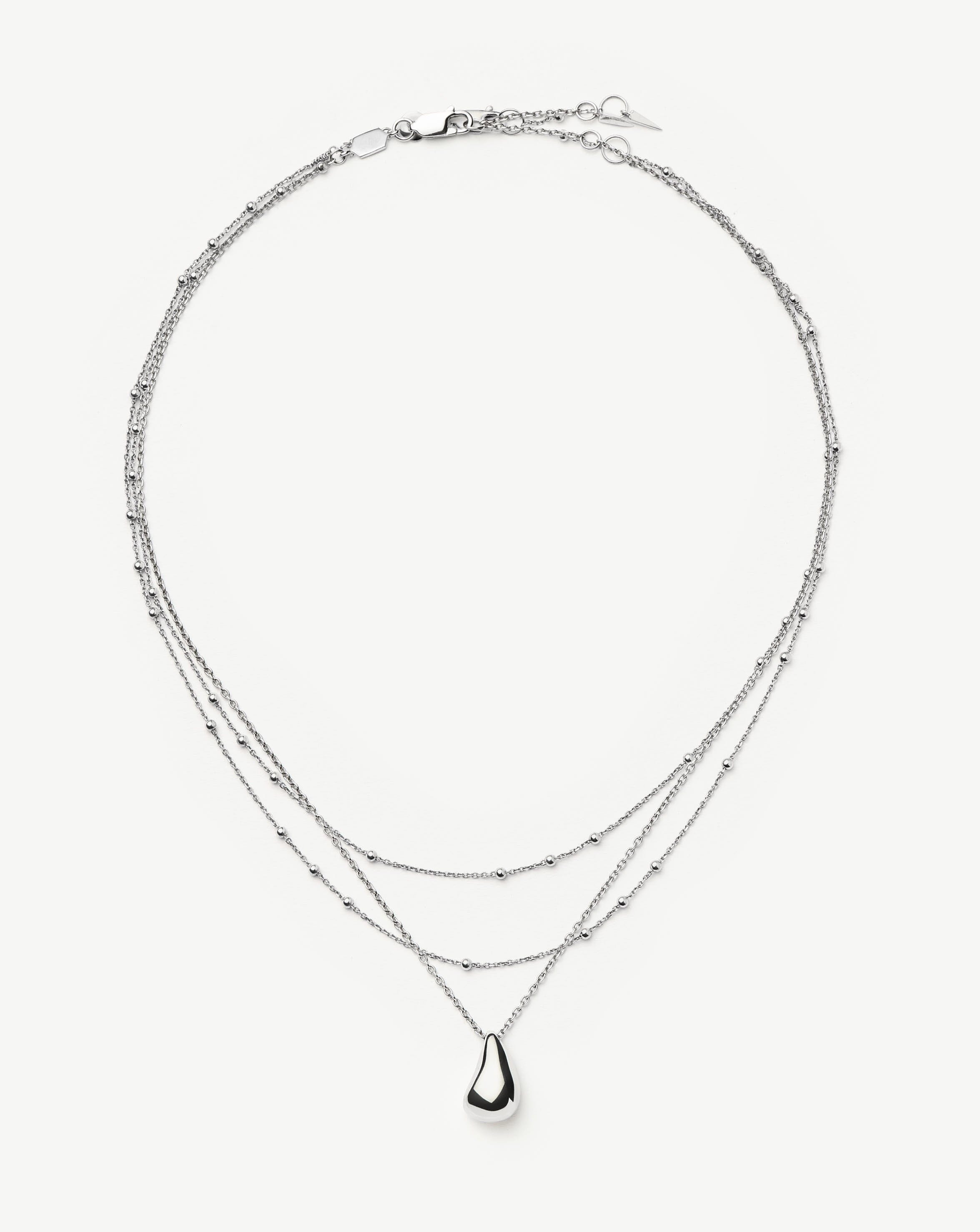 Savi Droplet Pendant & Double Necklace Set - Sterling Silver Jewelry for Women | Elegant Layered Necklace for Date Night, Wedding & Special Occasions