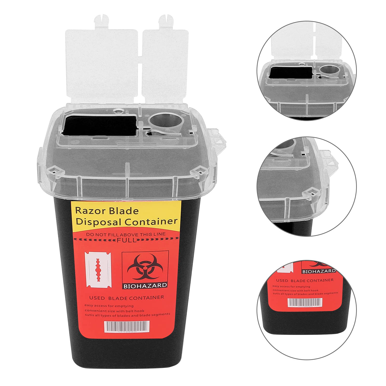 Ubersweet® Needle Disposal Container - Non-Toxic, Odorless & High Hardness Blade Sharps Box for Tattoo, Beauty & Hair Salons (Black) | Safe Medical Waste Disposal for Needles, Razors & Sharp Tools