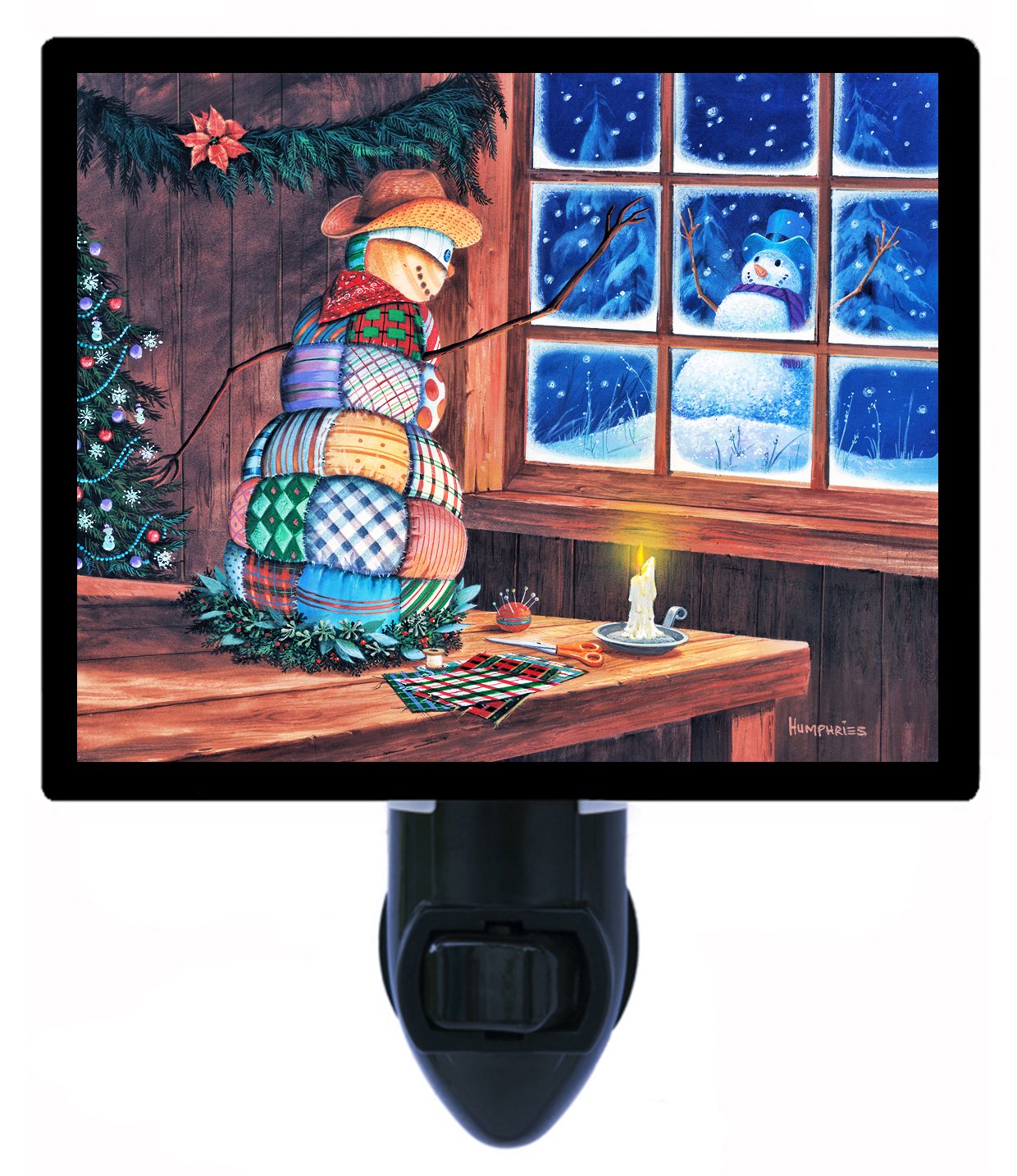 Snowman Night Light - Christmas & Holiday Quilting Decor, Winter Home Decoration for Bedroom, Nursery, and Living Room