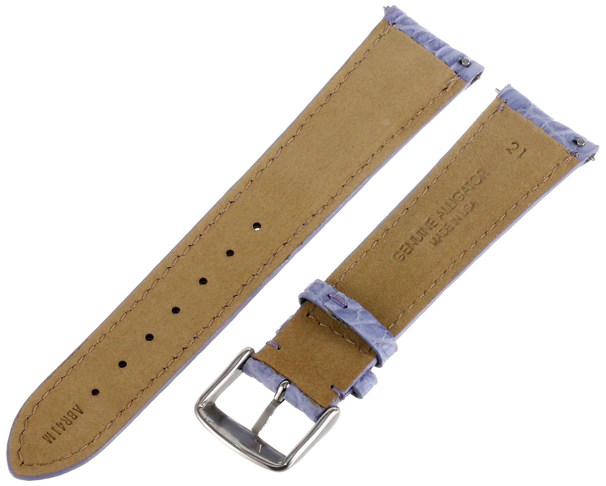 Swiss Watch International 21mm Periwinkle Genuine Alligator Leather Strap 21ABR41M | Luxury Replacement Watch Band for Dress Watches & Formal Occasions