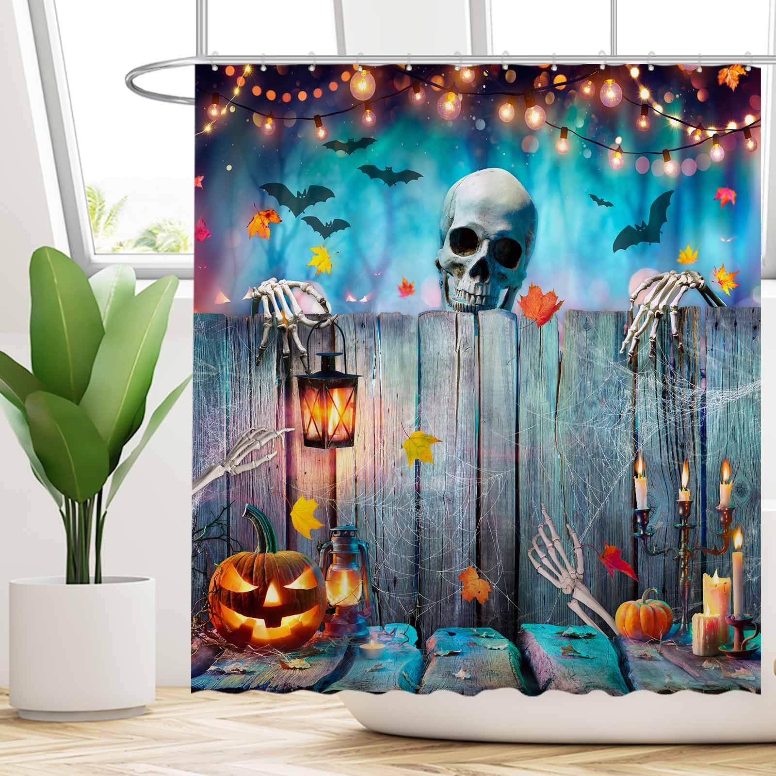 72x72 Inch Halloween Skull Horror Shower Curtain - Scary Gothic Bathroom Decor with Skull Design, Machine Washable Polyester Fabric (Hooks Not Included) - Perfect for Spooky Bathroom, Haunted House Party & Halloween Decoration