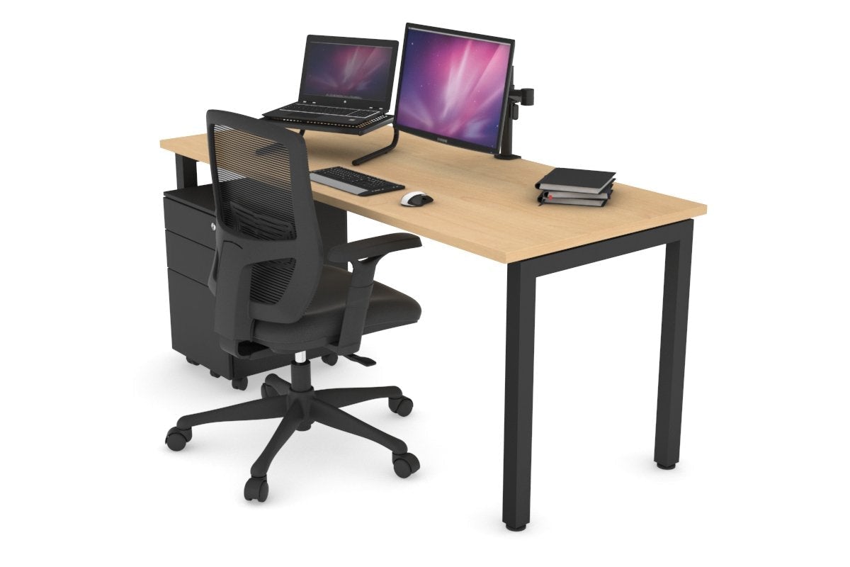 Modern Quadro Square Legs Office Desk 1400L x 700W - Sturdy Workstation for Home Office, Study Room & Small Business Spaces