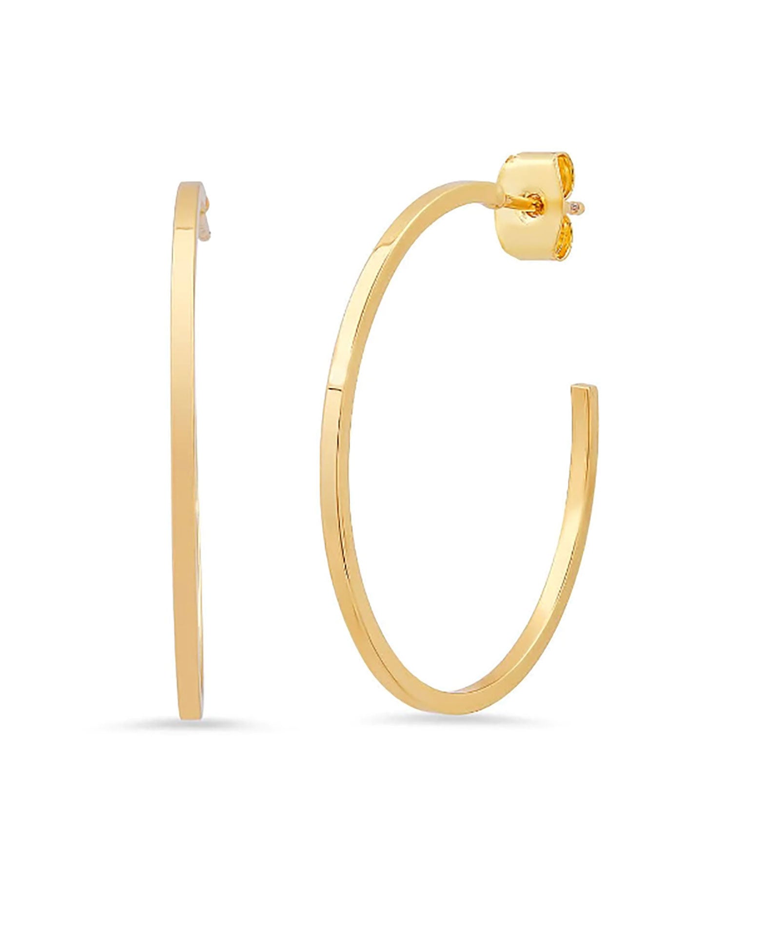 Sleek Medium Gold Hoop Earrings for Women - 14K Gold Plated Minimalist Hoops - Perfect for Everyday Wear, Office, and Special Occasions
