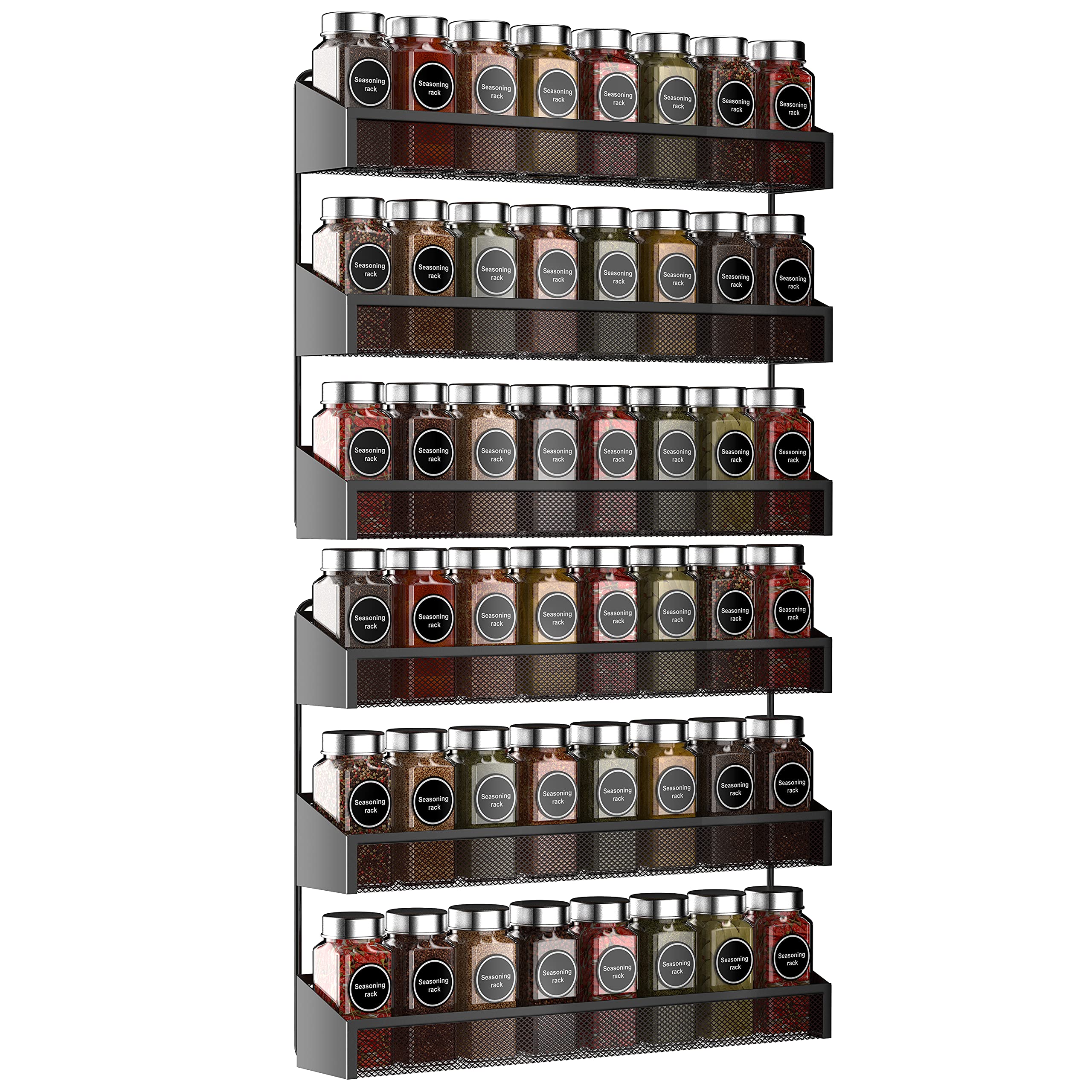 AULEDIO 2-Pack 3-Tier Spice Rack Organizer - Countertop or Wall Mount Kitchen Storage Shelf for Spices, Condiments, Cosmetics - Perfect for Cabinet, Pantry, Bathroom & Shower Organization (Black)