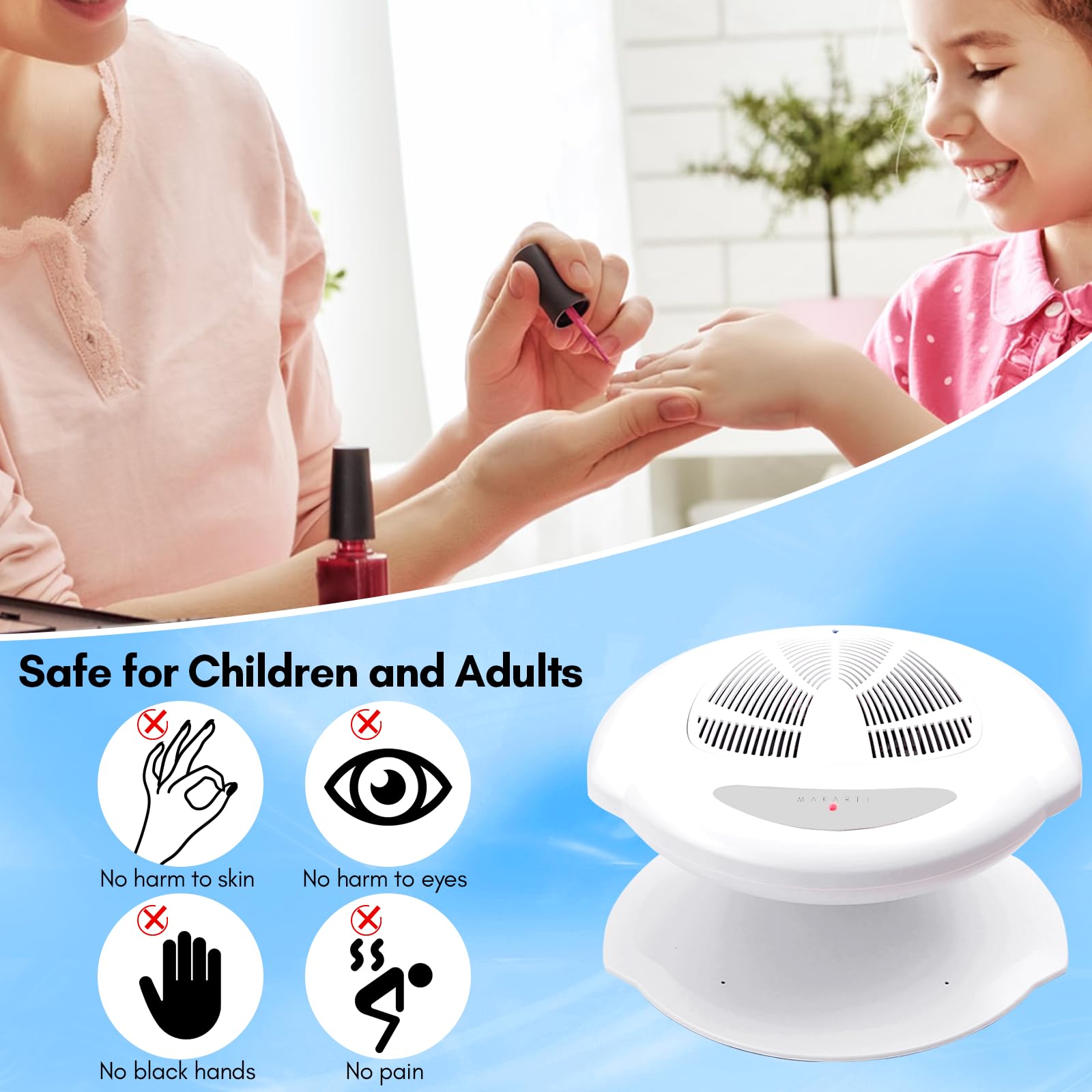 Makartt 400W Nail Dryer with Auto Sensor - Fast Drying Nail Polish Dryer for Gel & Regular Polish | Warm & Cool Air Settings | Perfect for Manicure, Pedicure, Salon & Home Use | Portable Nail Blow Dryer for Professional & DIY Nail Care