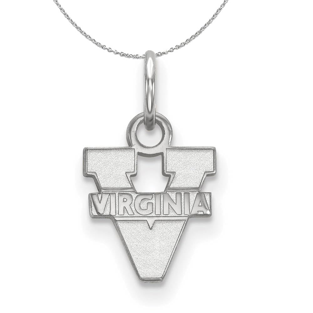 Sterling Silver University of Virginia 'V' Logo Necklace - Tiny Black Bow Pendant for Women, UVA Alumni Gifts & Graduation Jewelry - Perfect for Game Days, School Spirit & Everyday Wear