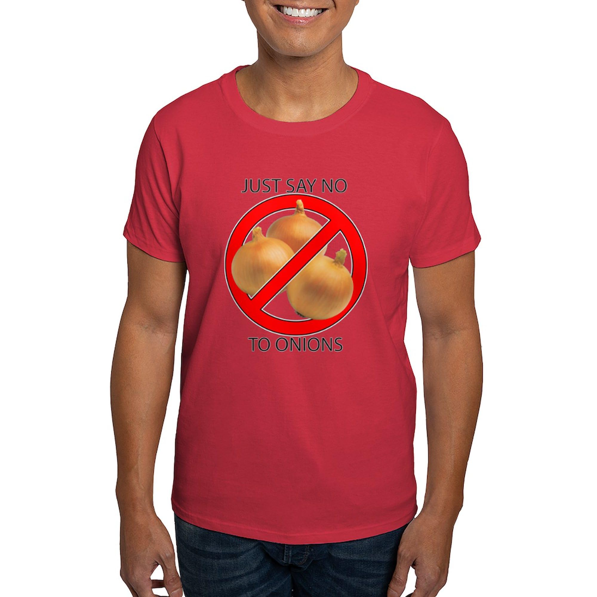 Just Say No to Onions Graphic T-Shirt for Men - 100% Cotton Dark Tee - Funny Anti-Onion Shirt for Casual Wear, Gifts & Onion Haters