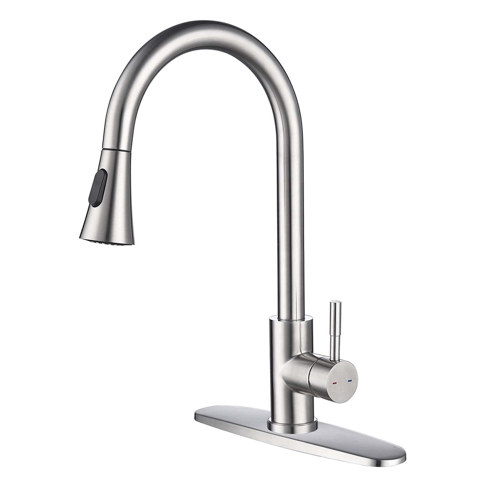 Modern Kitchen Faucet with Pull Down Sprayer - Brushed Nickel for Home & Restaurant Use
