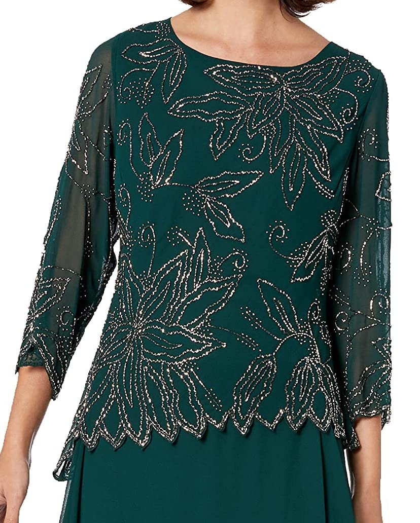 J Kara Women's Asymmetrical Beaded Dress with BOAD Neckline - Elegant Party & Evening Wear for Special Occasions