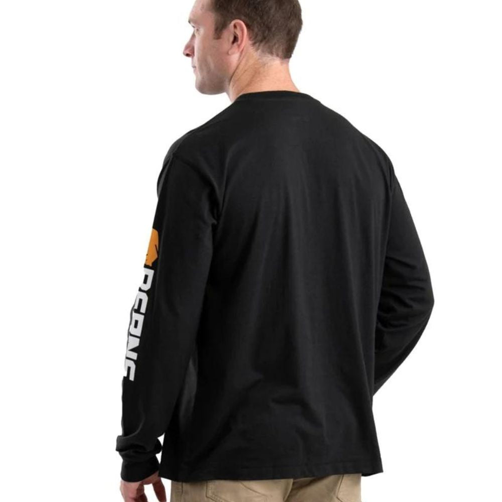 Berne Men's Signature Long Sleeve Performance Work Shirt - Moisture Wicking, Durable & Comfortable (Black, BSM14) for Construction, Landscaping & Outdoor Jobs