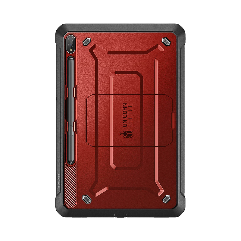 Samsung Galaxy Tab S8 Ultra (2022) Unicorn Beetle Pro Series Rugged Protective Case - Shockproof & Military Grade Drop Protection - Metallic Red - Perfect for Construction, Outdoor Work & Extreme Sports