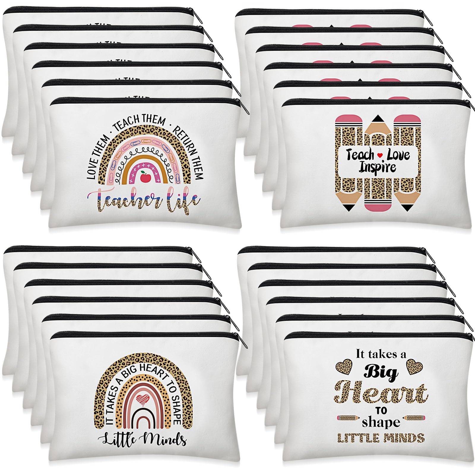 24pcs Rainbow Cosmetic Bags - Teacher Appreciation Gifts for Women, Christmas & Graduation - Perfect for Makeup & Toiletries Storage