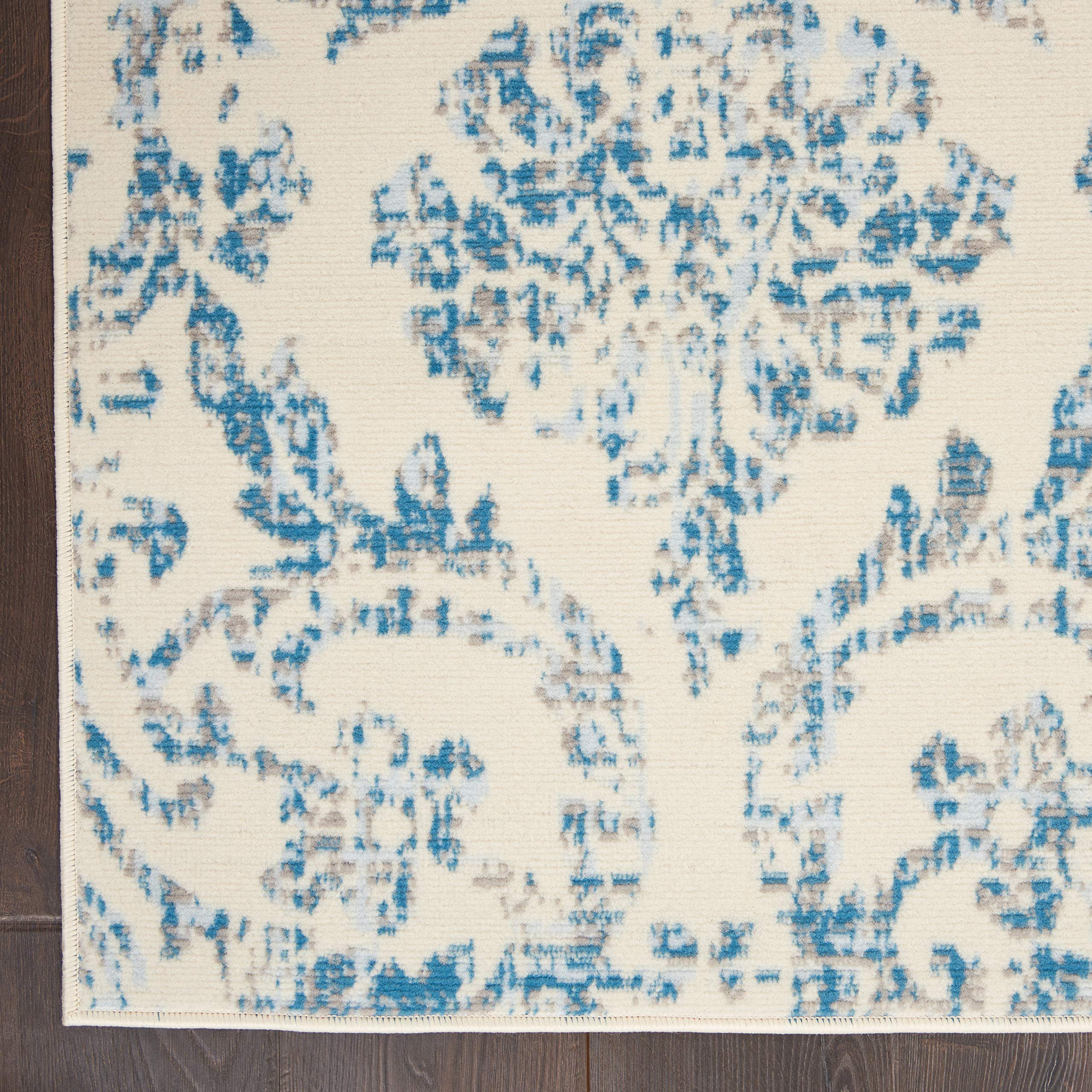 Nourison Jubilant Damask Ivory/Blue 5'3