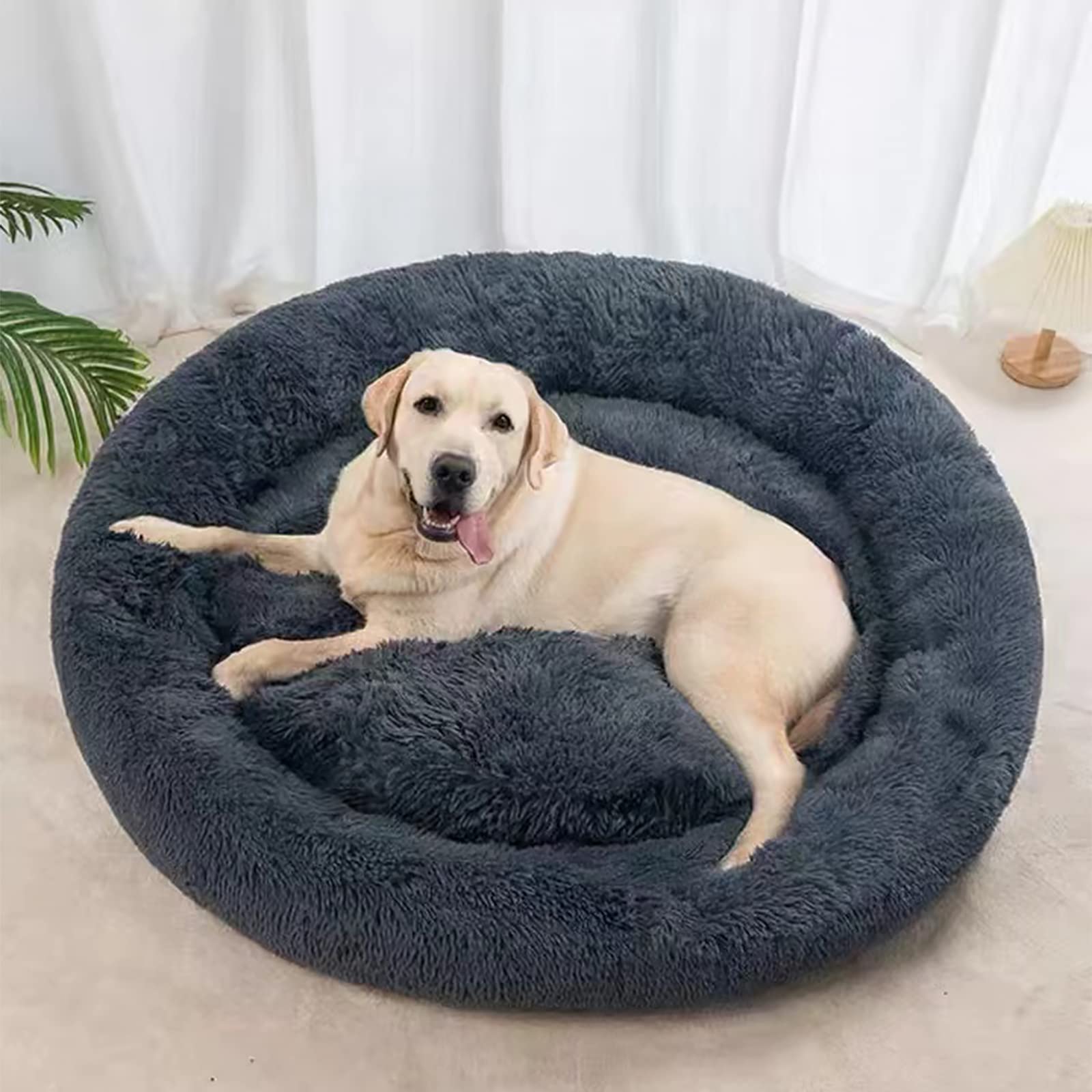 Nisrada 30 Inch Washable Round Dog Bed for Small Medium Large Dogs - Calming Cozy Soft Pet Bed with Non-Slip Bottom - Perfect for Puppies, Kittens & Pets in Living Room, Bedroom or Crate