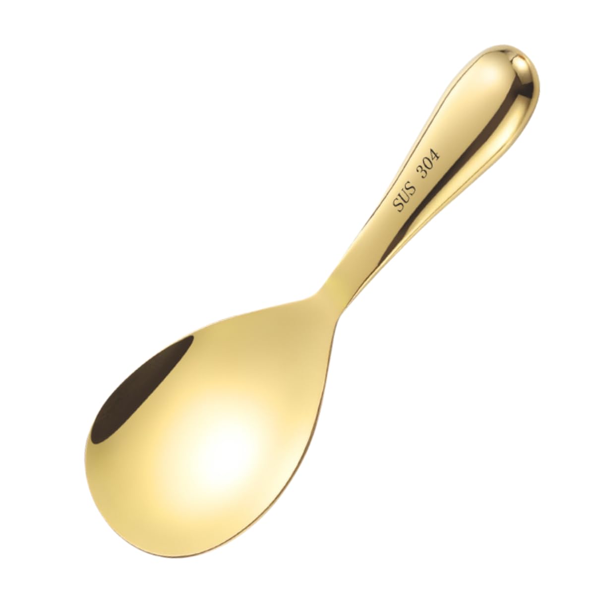 8 Inch Gold Rice Spoon - 304 Stainless Steel Rice Scooper & Paddle - Rust-Free Kitchen Utensil for Serving, Scooping & Stirring Rice - Perfect for Asian Cuisine, Buffets & Home Cooking