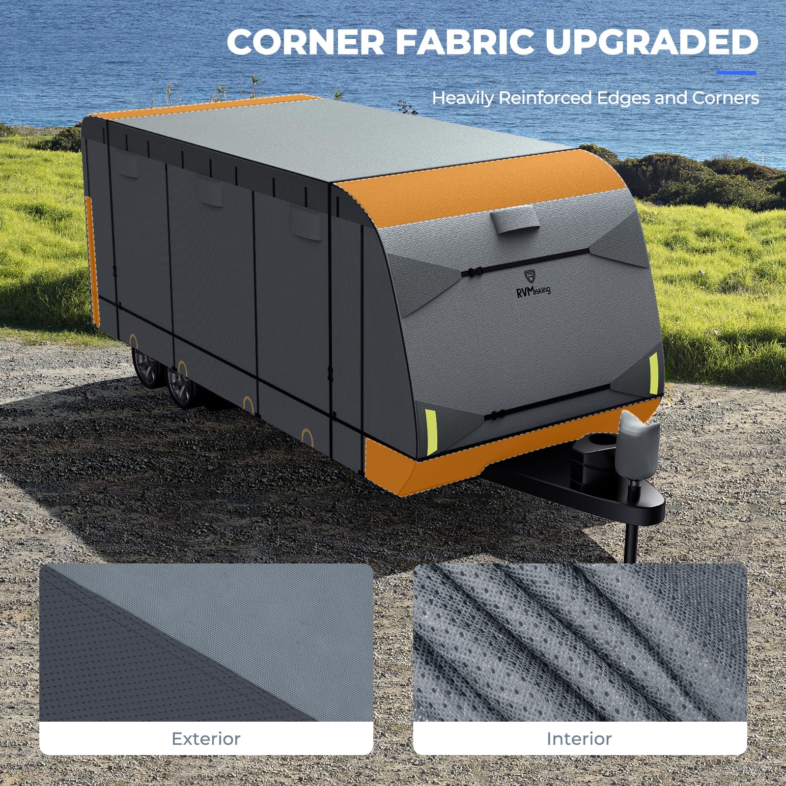 Heavy Duty 7-Layer RV Travel Trailer Cover with 4 Tire Covers for 34'1