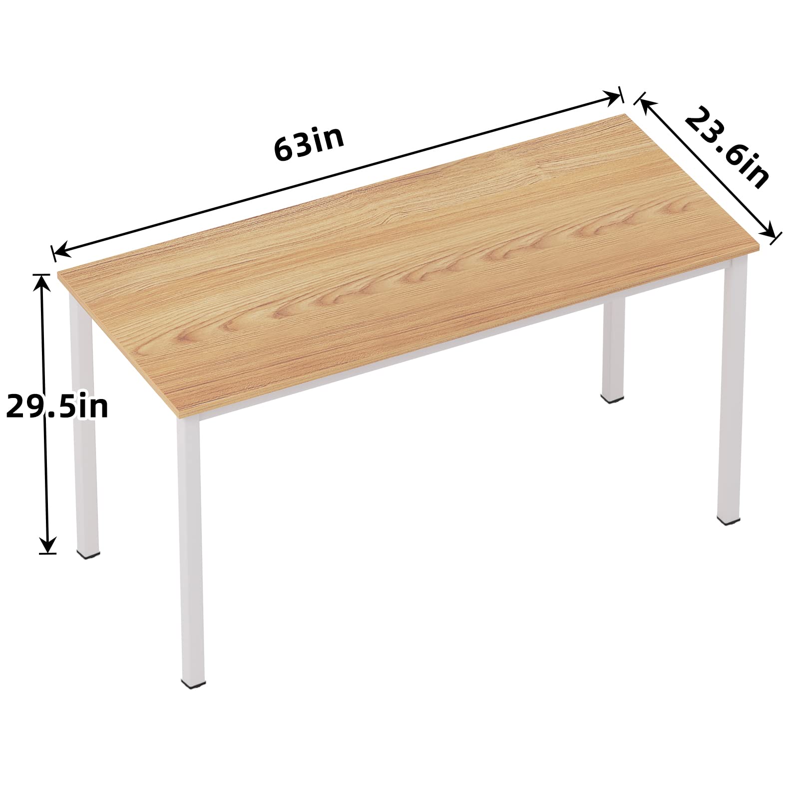 SogesFurniture 63 Inch Large Computer Desk - Sturdy Office Desk with BIFMA Certification, Gaming & Writing Desk in Teak & White (BHUS-AC3BW-160) - Perfect for Home Office, Gaming Setup & Workspace