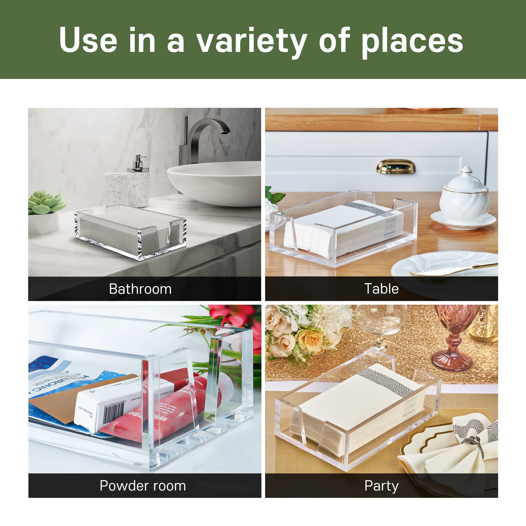 Premium Acrylic Napkin Holder & Guest Towel Dispenser for Bathroom & Kitchen - 8.7