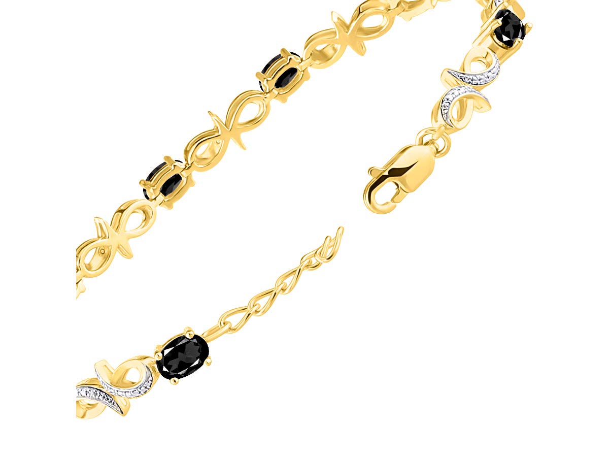Rylos Women's Yellow Gold Plated Infinity Tennis Bracelet with Gemstones & Diamonds - Adjustable 7