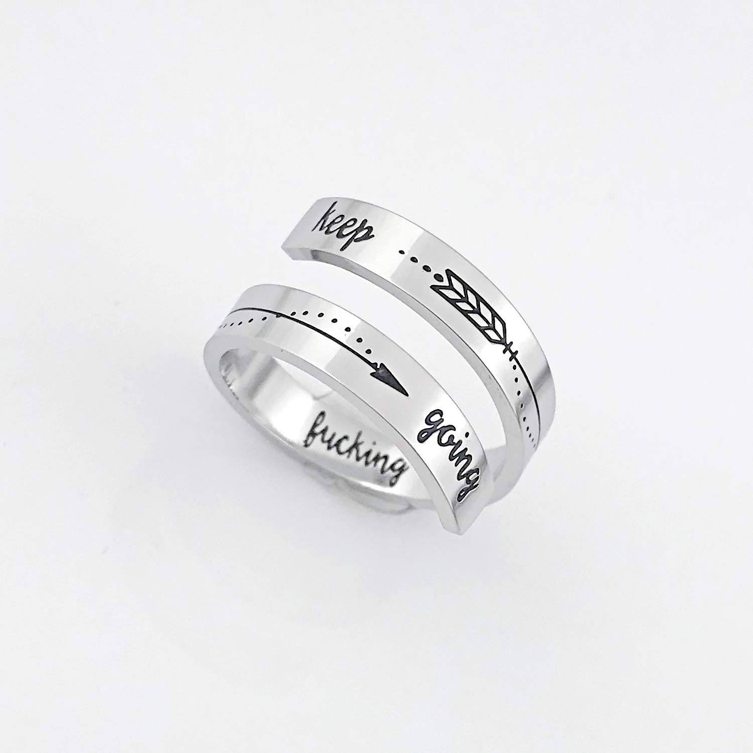 Inspirational Rings for Women - Stainless Steel Spiral Wrap Twist Ring - Motivational Personalized Jewelry - Birthday Gifts for Her - Perfect for Daily Wear, Office & Special Occasions