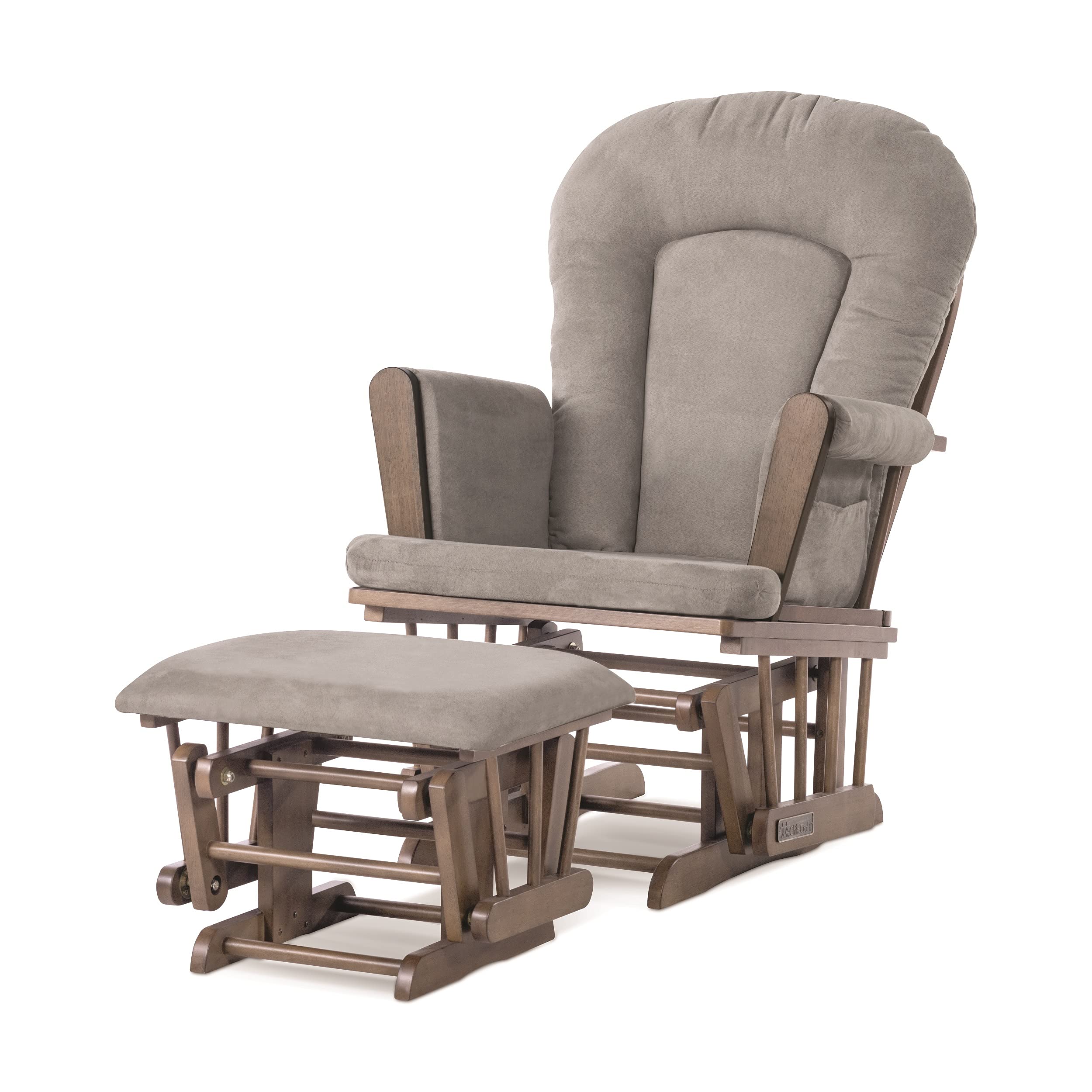 Child Craft Tranquil Glider Rocker and Ottoman Set with Storage Pockets - Solid Wood Base & Padded Microfiber Cushion (Cocoa Bean Brown/Light Gray) - Perfect for Nursery, Bedroom & Breastfeeding Comfort