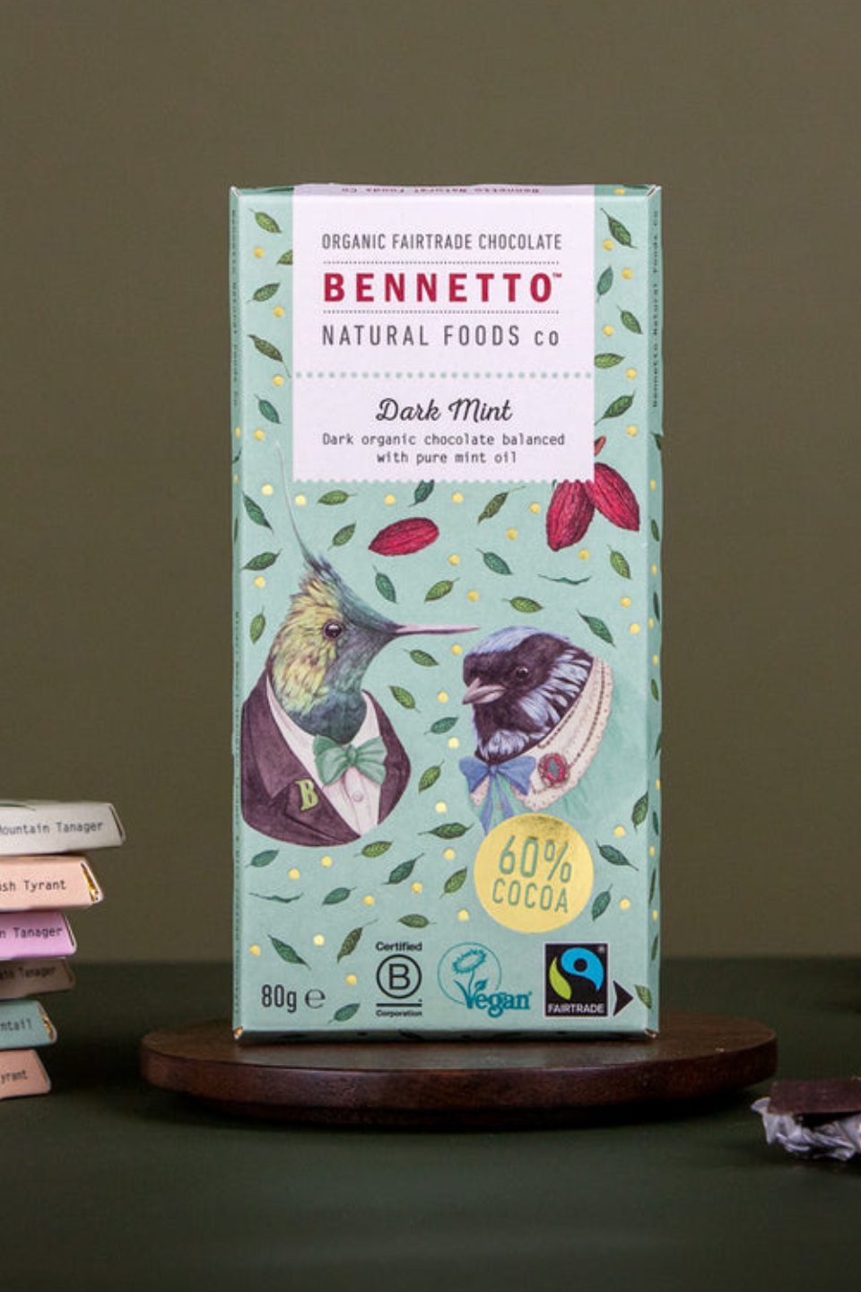 Organic Dark Mint 80g Green Fairtrade Chocolate Bar - Vegan, Gluten-Free, Ethical Treat for Gifting, Baking & Healthy Snacking