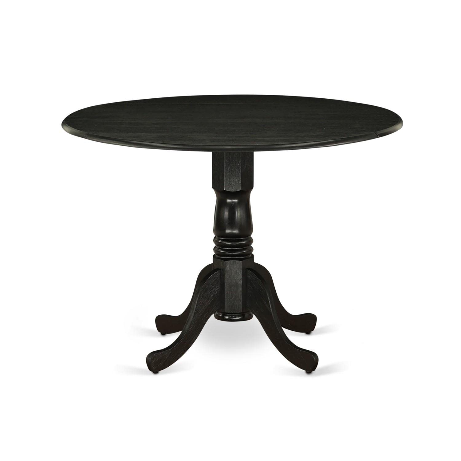 East West Furniture DMVA3-BLK-C 3-Piece Kitchen Dining Set - Round Drop Leaf Table & 2 Upholstered Chairs, 42x42 Inch, Black - Perfect for Small Spaces, Breakfast Nooks & Cozy Apartments