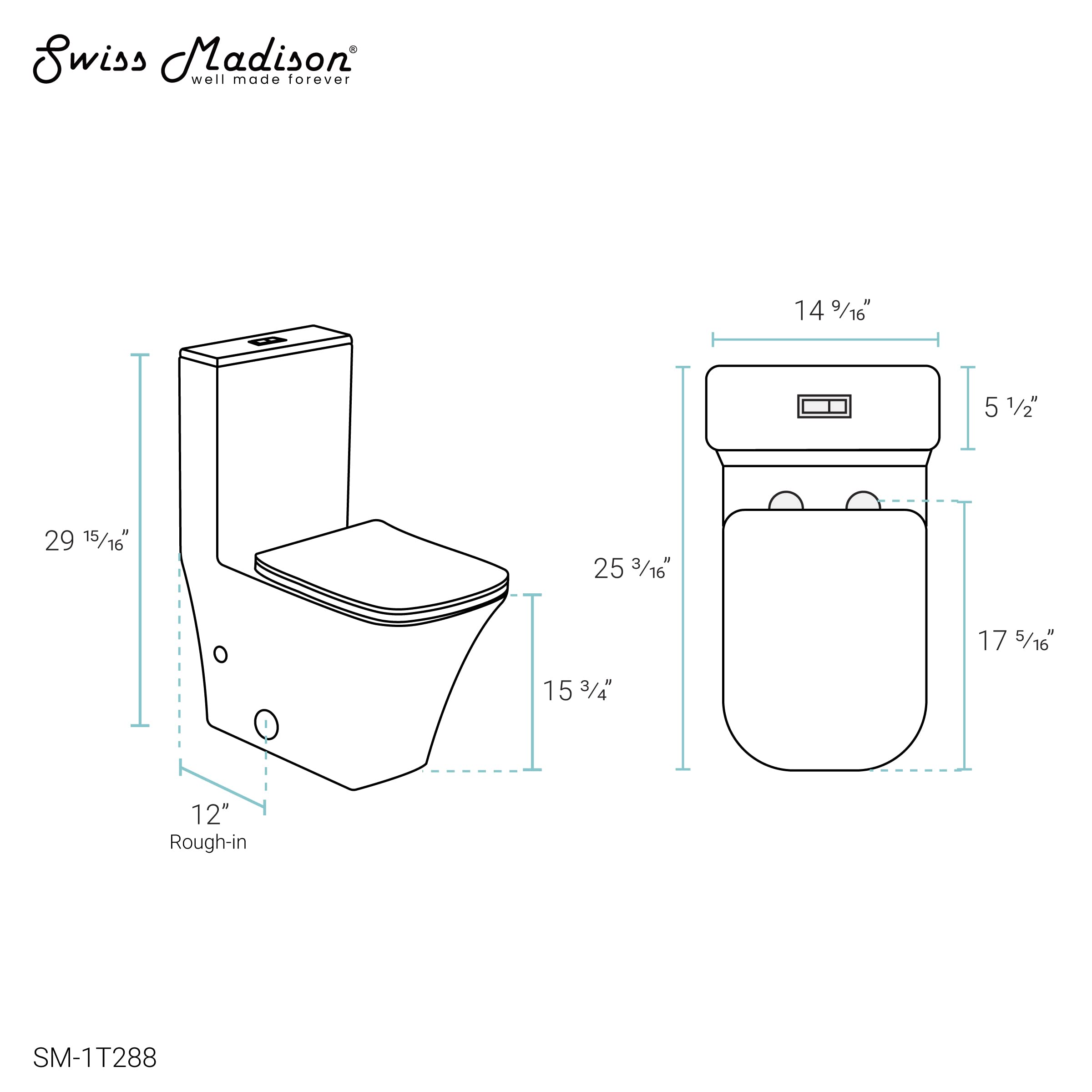 Eclair One-Piece Square Toilet with Dual-Flush Technology (0.8/1.28 GPF) - Water Saving Modern Bathroom Solution for Small Spaces & Contemporary Homes
