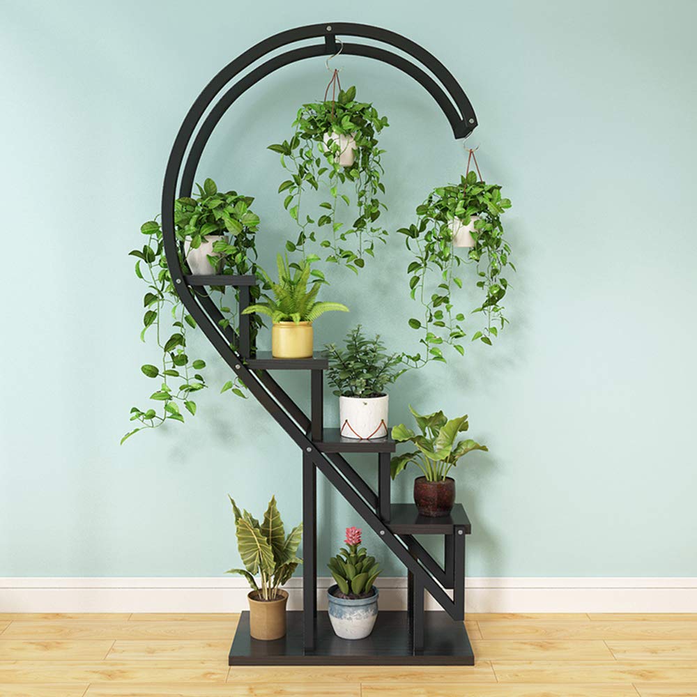 Wrought Iron Plant Stand - Metal Flower Pot Holder for Outdoor Garden, Patio & Terrace - Multi-Tier Storage Shelf for Potted Plants & Seedlings - Perfect for Home Decor & Gardening Organization