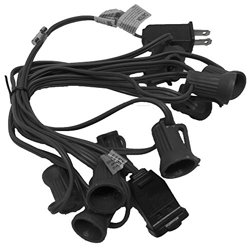 11-Ft Outdoor String Lights with 10 Sockets - 20 Gauge Black Cord - Waterproof Party Lights for Patio, Garden, Wedding, Backyard (Pack of 4) - Durable Commercial Grade Decorative Lighting