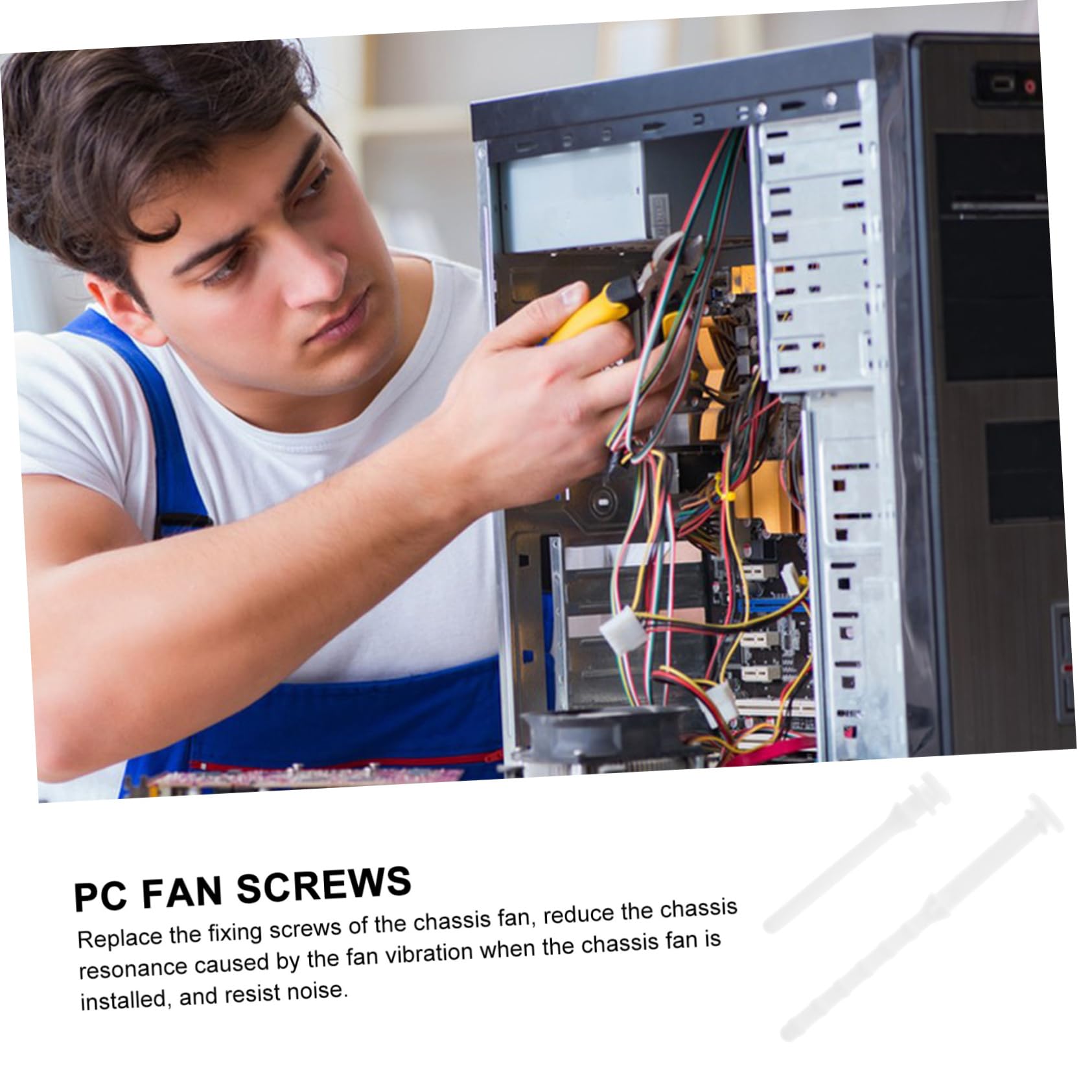 SKISUNO 20pcs Computer Case Glue Nails & Screws Kit - Includes Fan Mounting Screws, Long Screws for PC Case Fans & Hardware - Perfect for DIY Computer Builds, Upgrades & Repairs