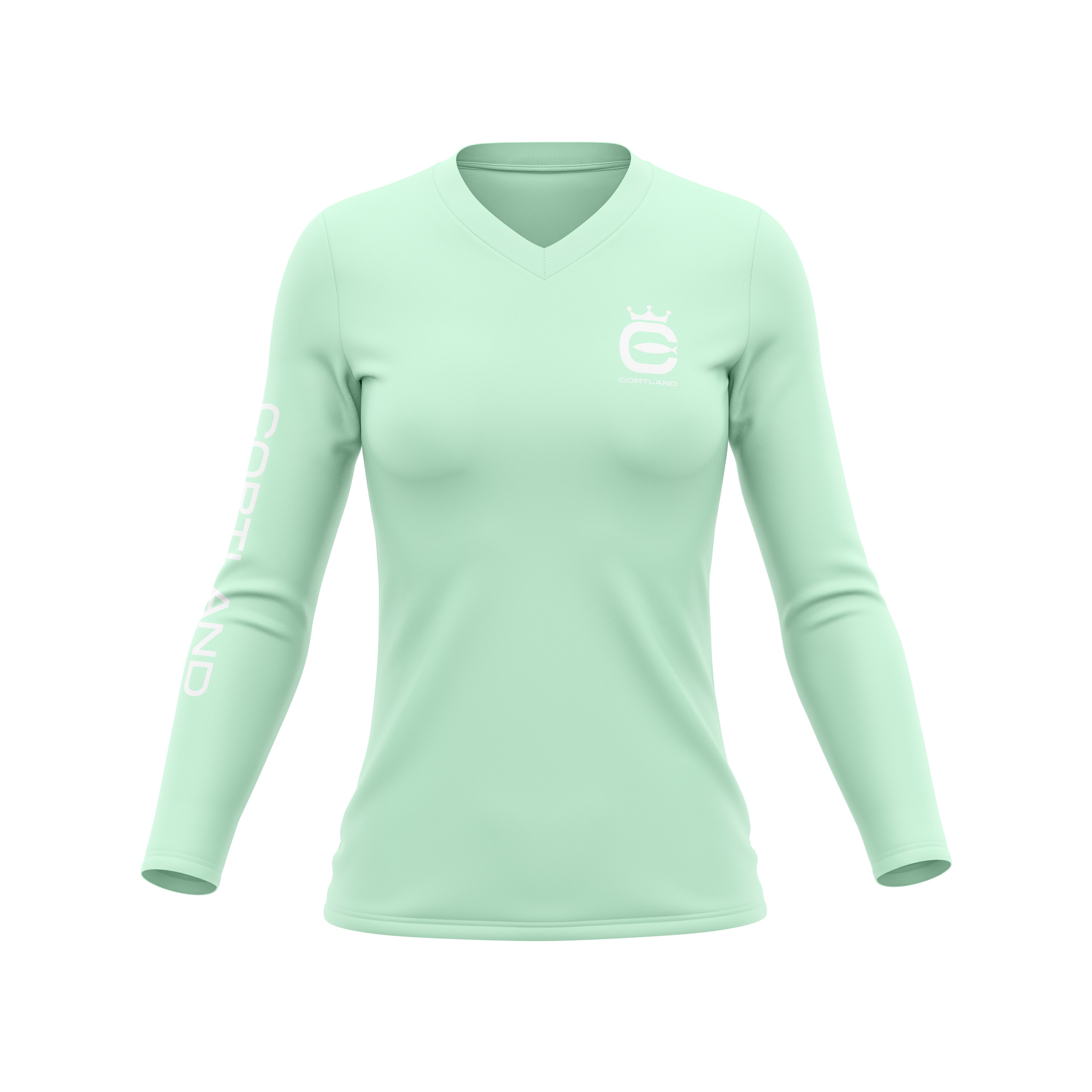 High-Performance Women's Long Sleeve Workout Top - Breathable Seafoam & White Color - Perfect for Yoga, Running & Gym Training