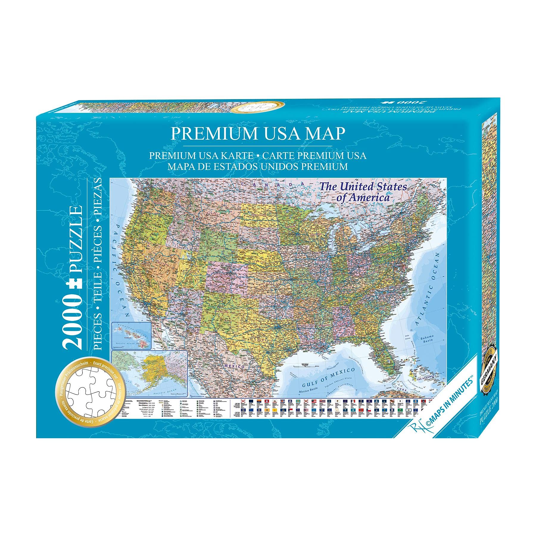 2000 Piece USA Map Jigsaw Puzzle - Detailed United States of America Geography Puzzle for Adults & Teens | Perfect for Family Game Night, Educational Learning & Home Decor