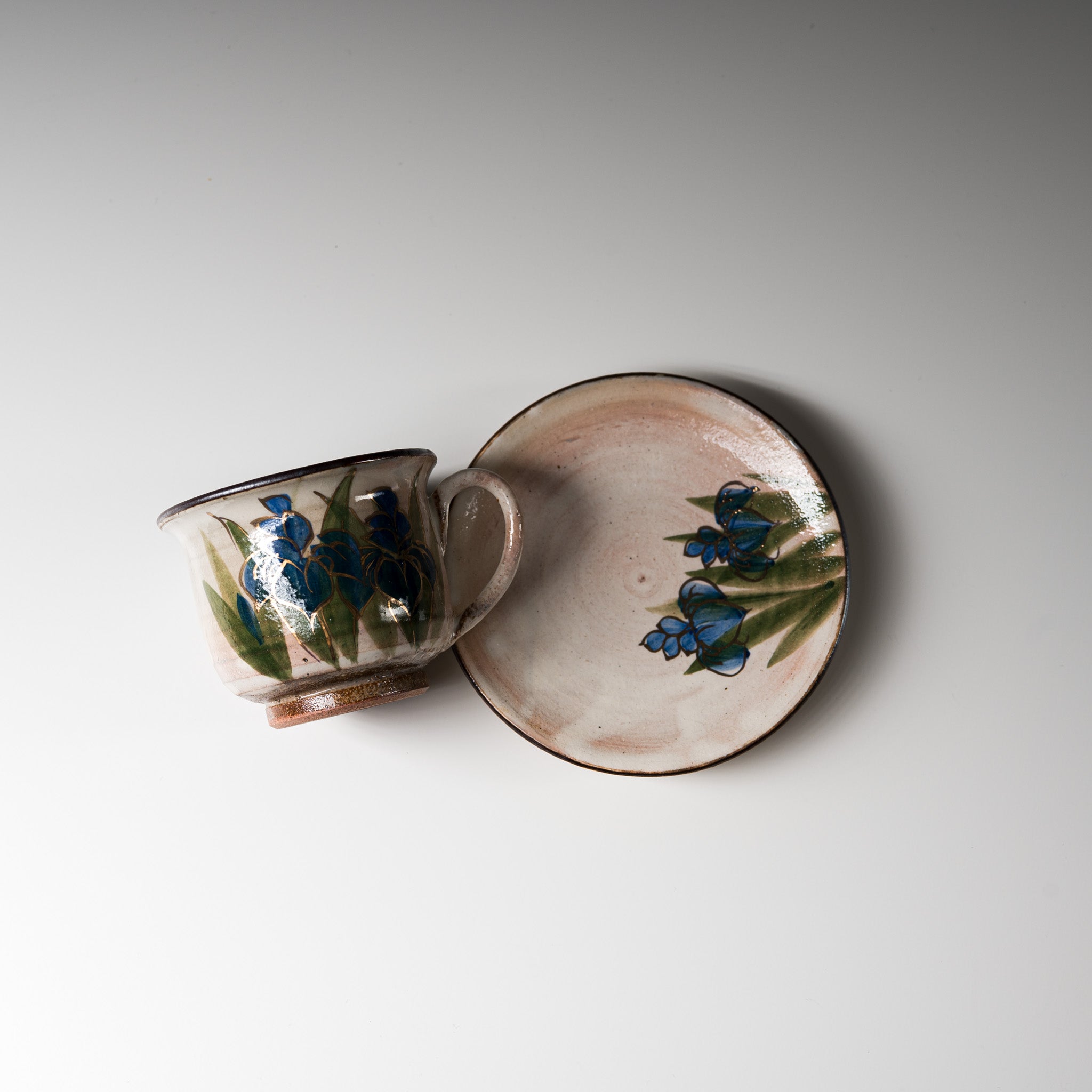 Handmade Kyoto Kiyomizu Ware Mini Espresso Cup Set - Iris Pattern, Authentic Japanese Ceramic Tea Cups for Espresso, Matcha or Coffee | Perfect Gift for Tea Lovers & Home Decor